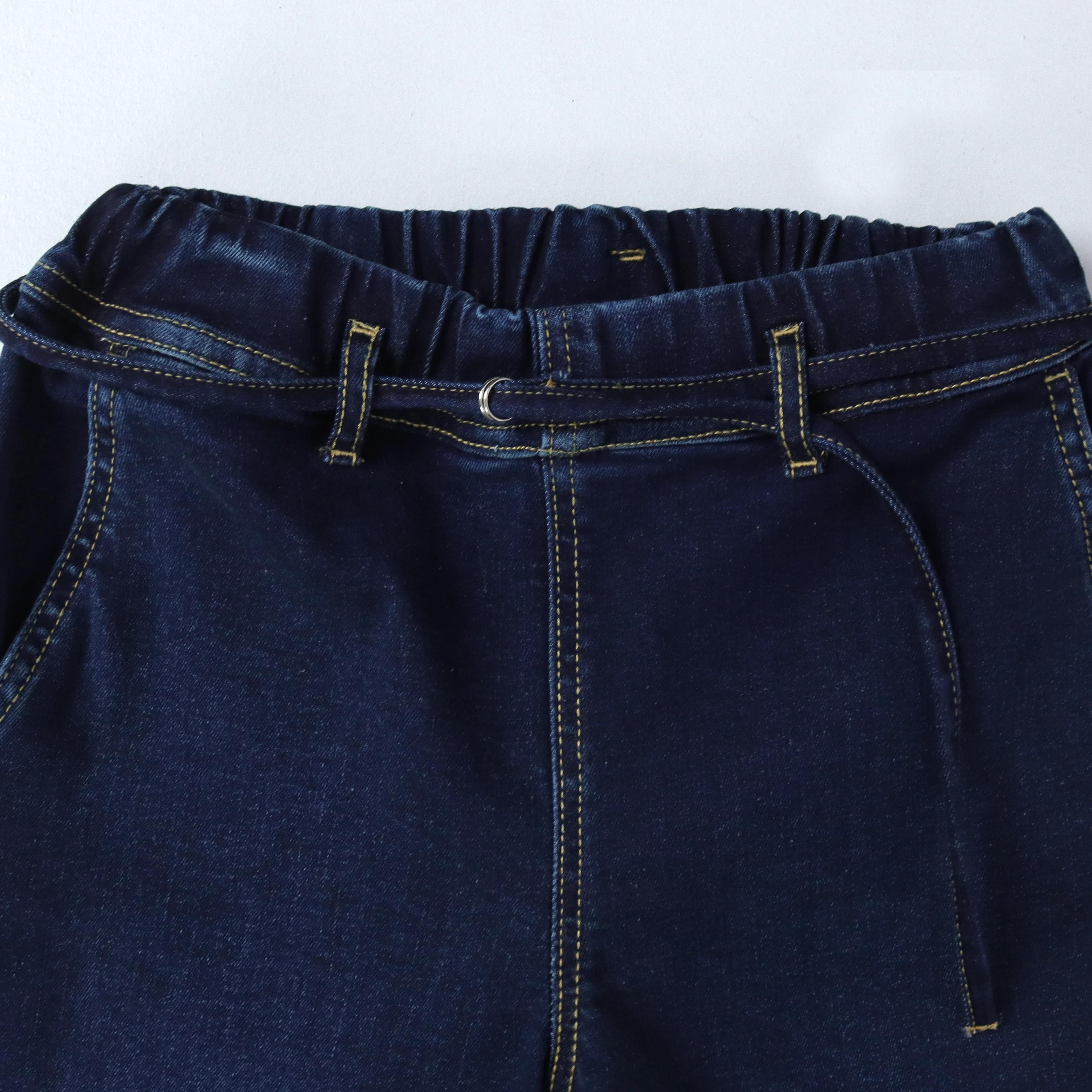 بنطلون جينز واسع الساقين للبنات مزود برباط. Thumbnail 2