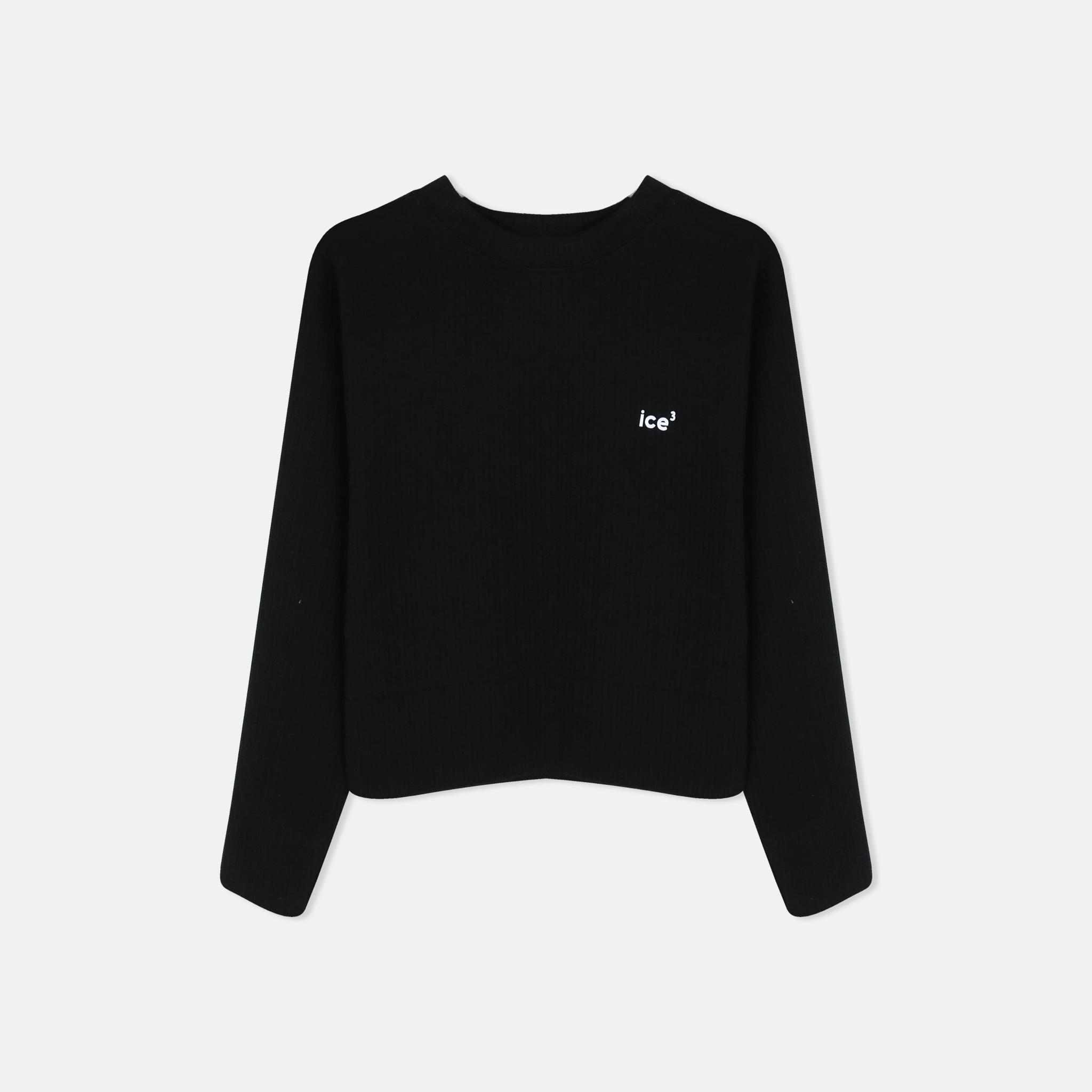 كنزة صوفية مضلعة برقبة دائرية للبنات مع شعار مطرز alternative product image