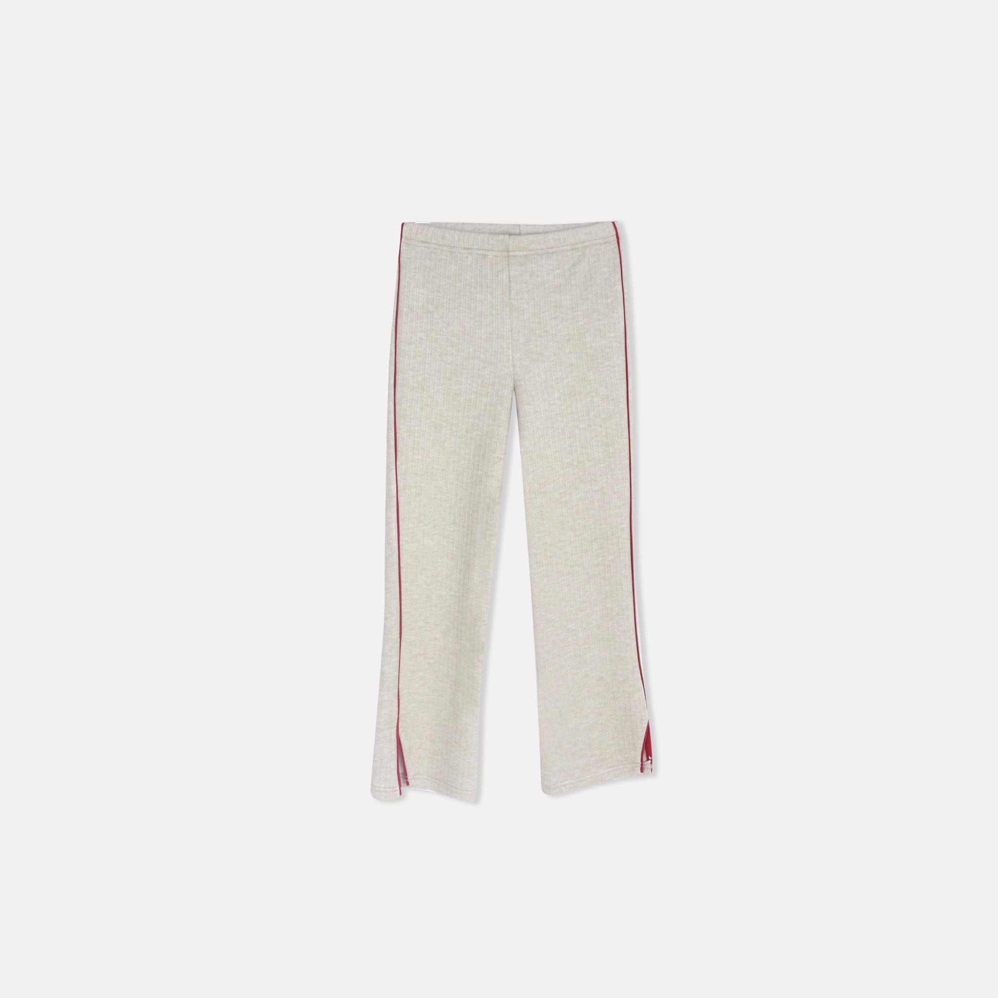 بنطلون ضيق واسع الساقين مضلع بخطوط جانبية للبنات alternative product image