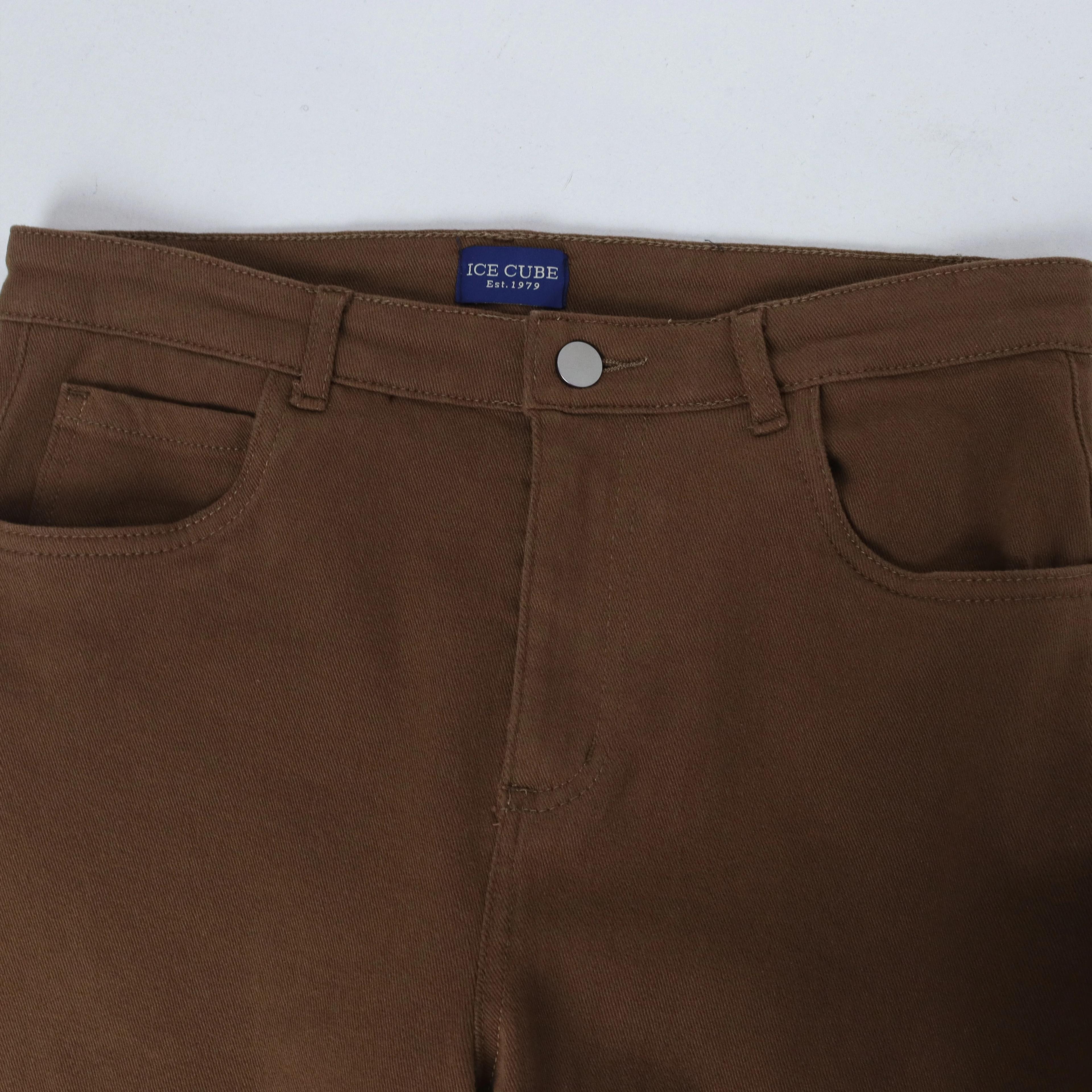 بنطال قطني أساسي بخصر عالٍ وقصة واسعة من الأسفل Thumbnail 2