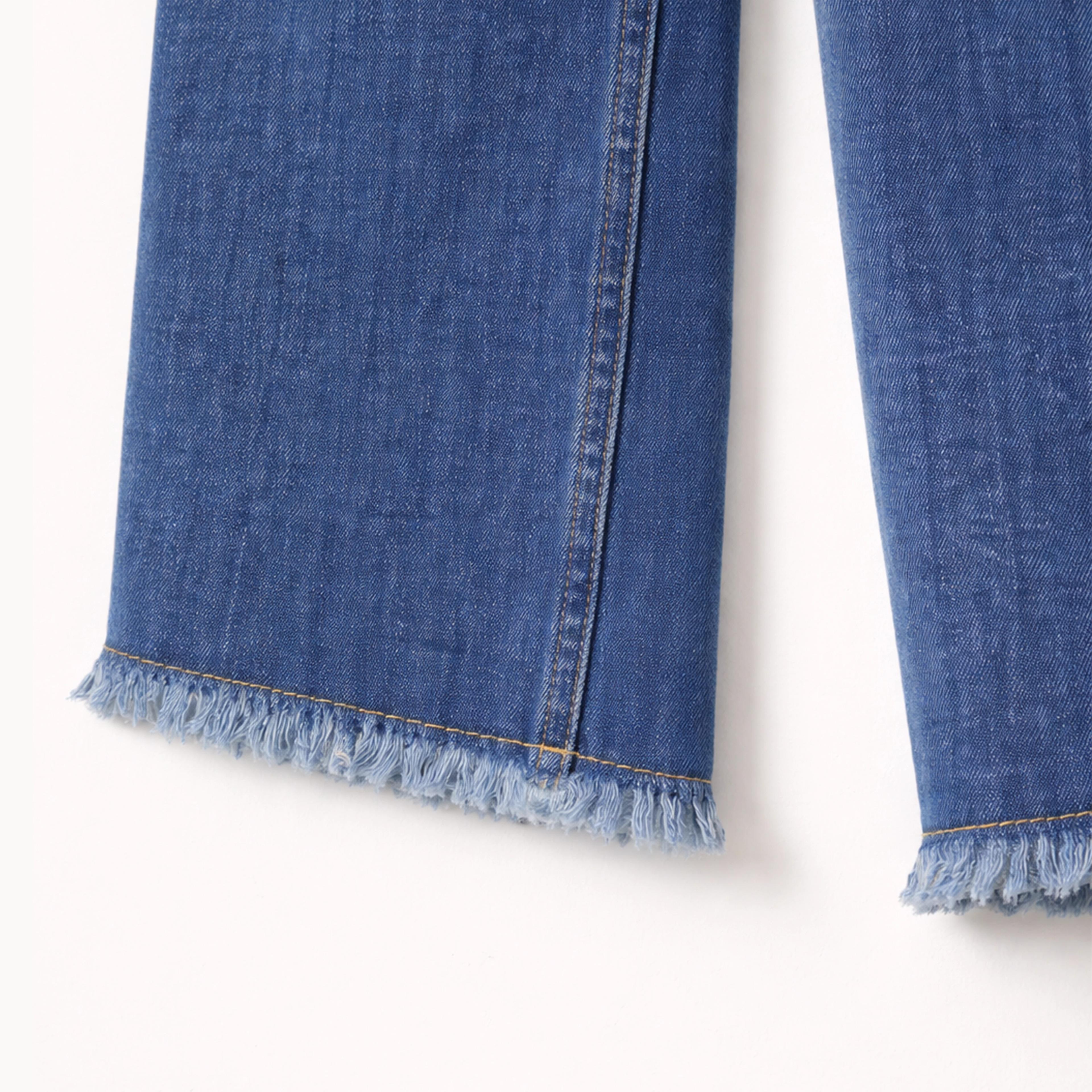 بنطلون جينز نسائي واسع الساقين وعالي الخصر Thumbnail 3