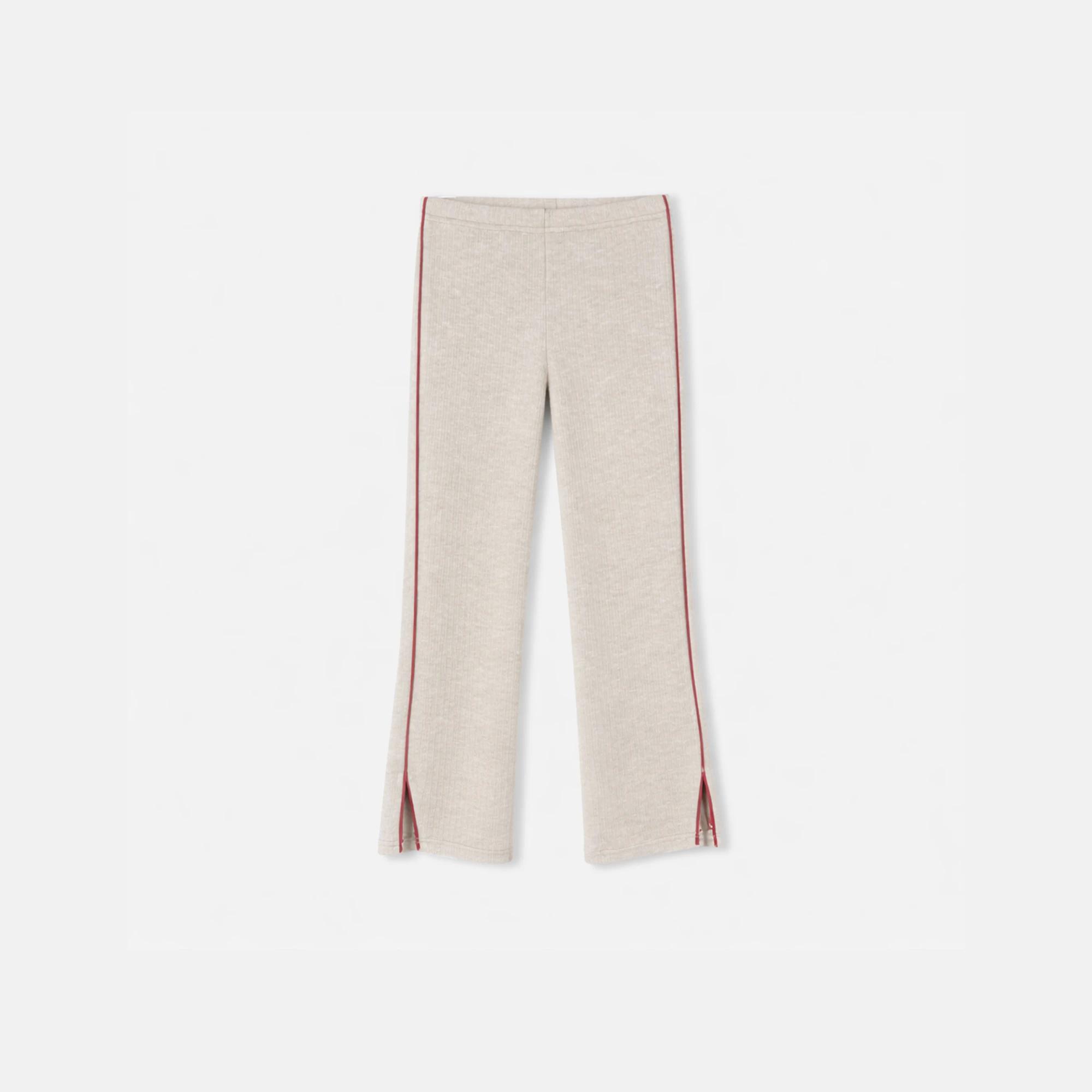 بنطلون ضيق واسع الساقين مضلع بخطوط جانبية للبنات alternative product image