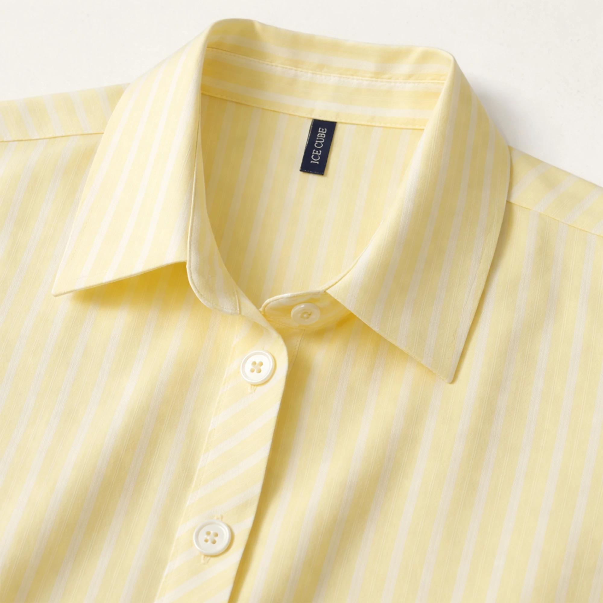 Women's striped shirt with hidden buttons media preview 2