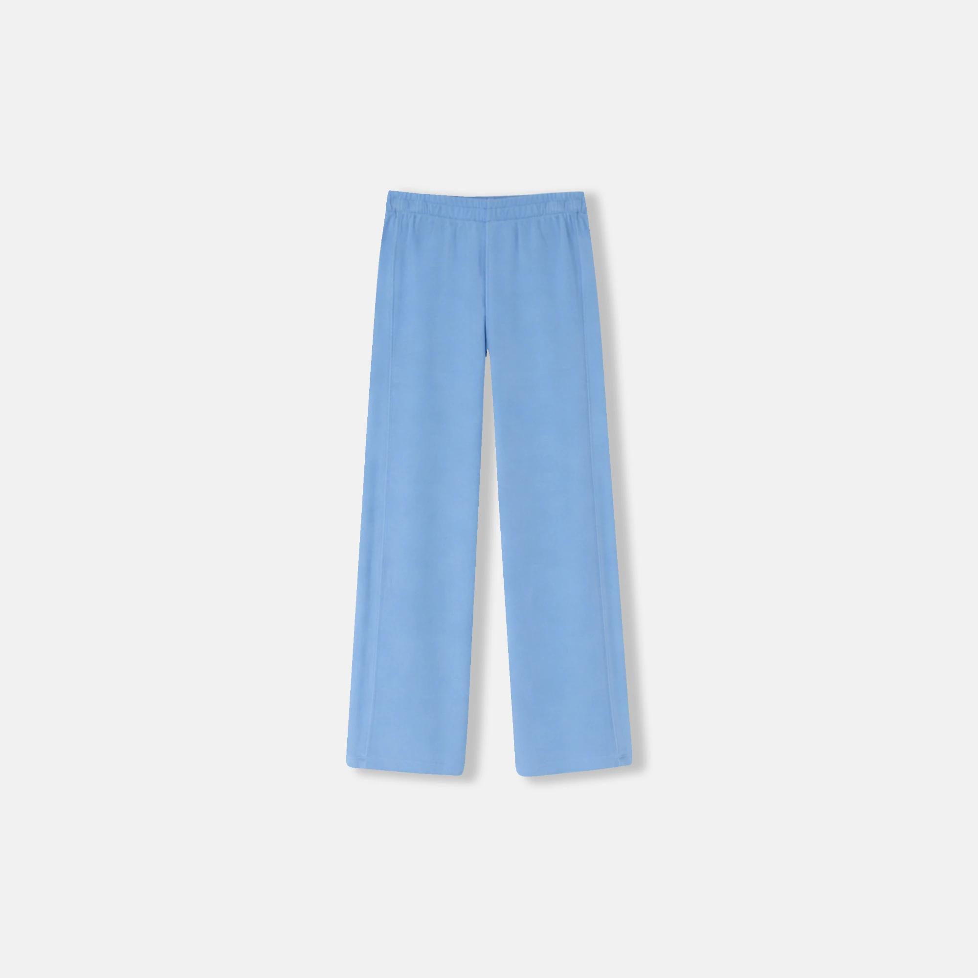 طقم بناتي ناعم الملمس - بلوزة برقبة دائرية وبنطال Thumbnail 4