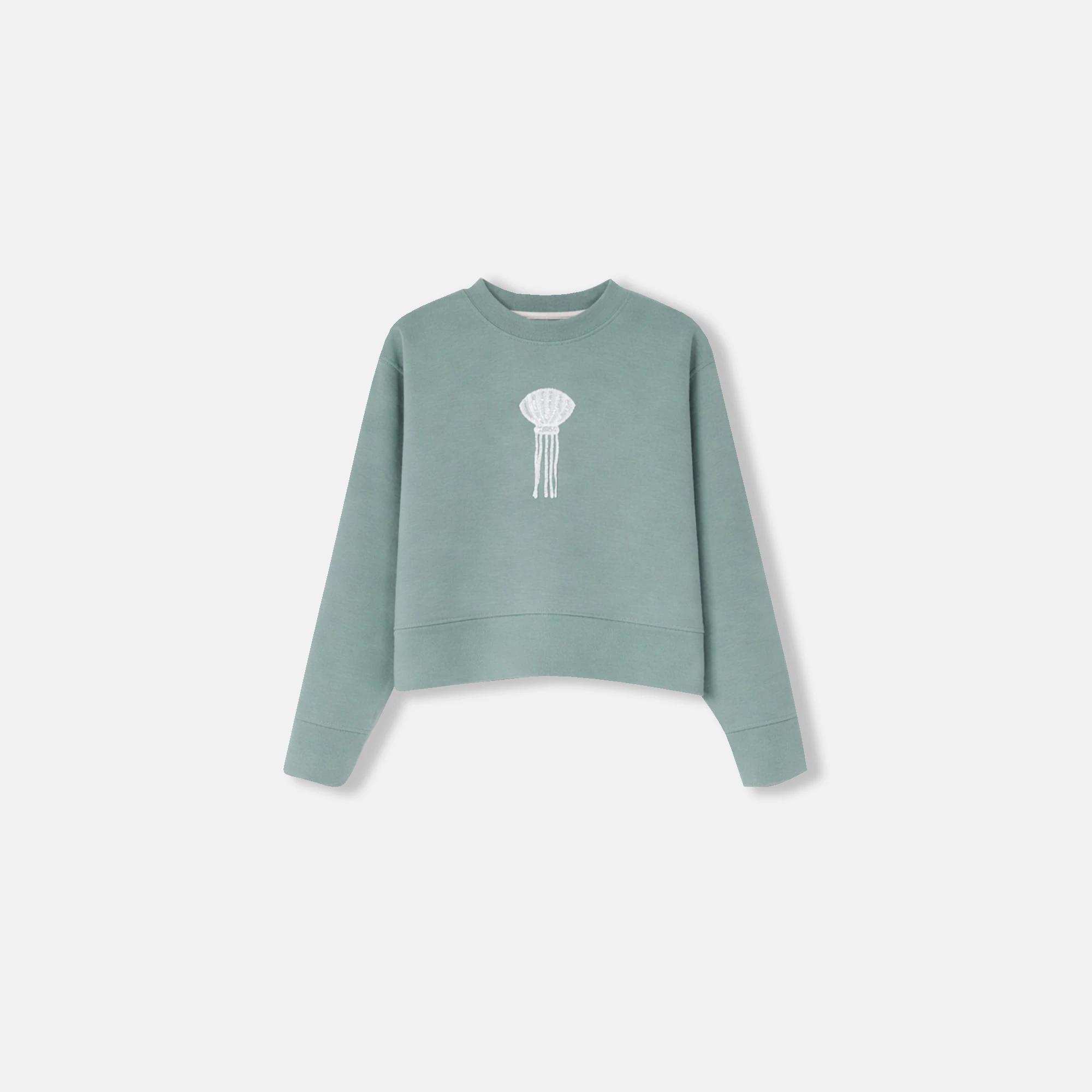 Embroidered Shell Detail Sweatshirt Set - Girls' Relaxed Fit Co-ord Thumbnail 1