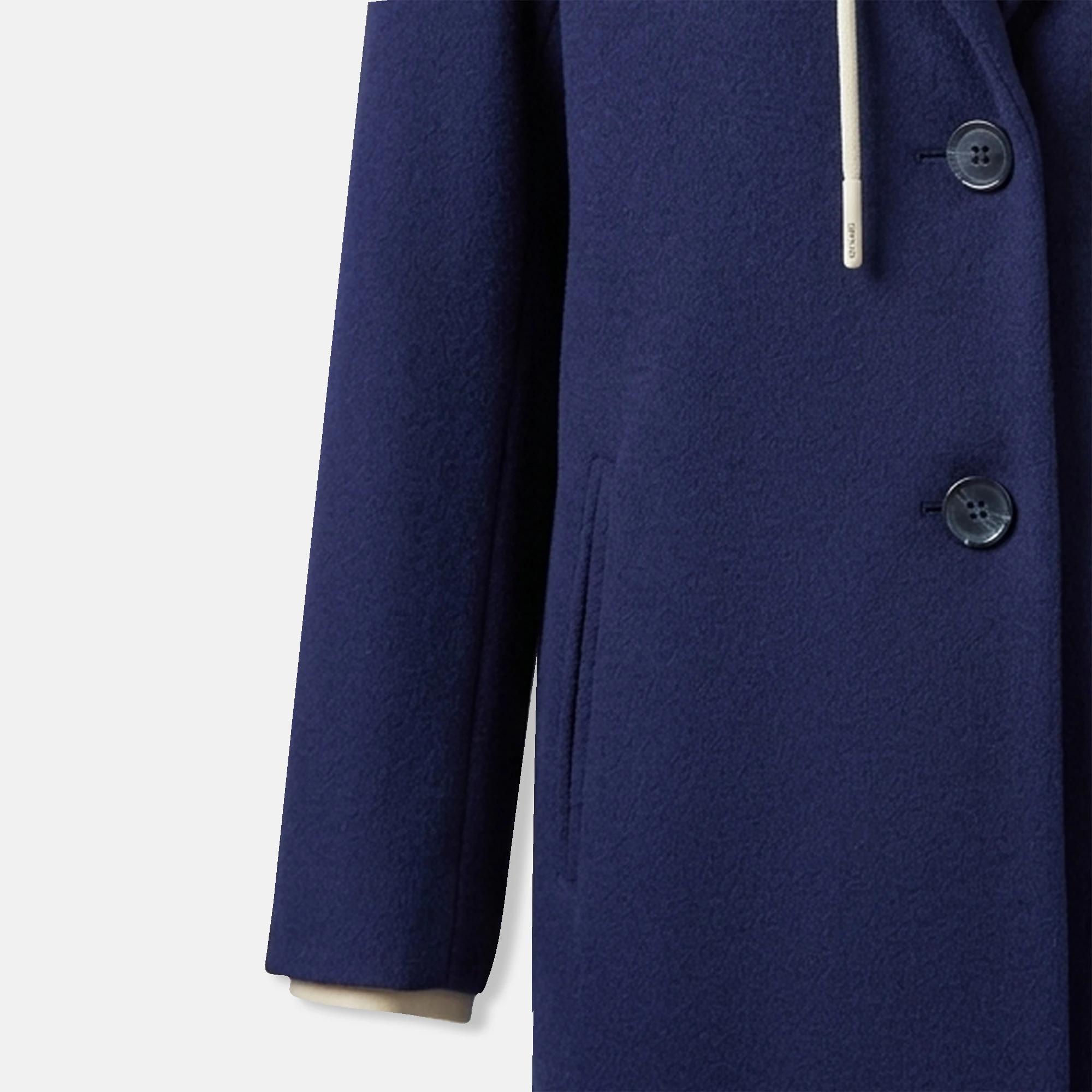 Women’s 2-in-1 Layered Hooded Overcoat with Contrast Trim media preview 3