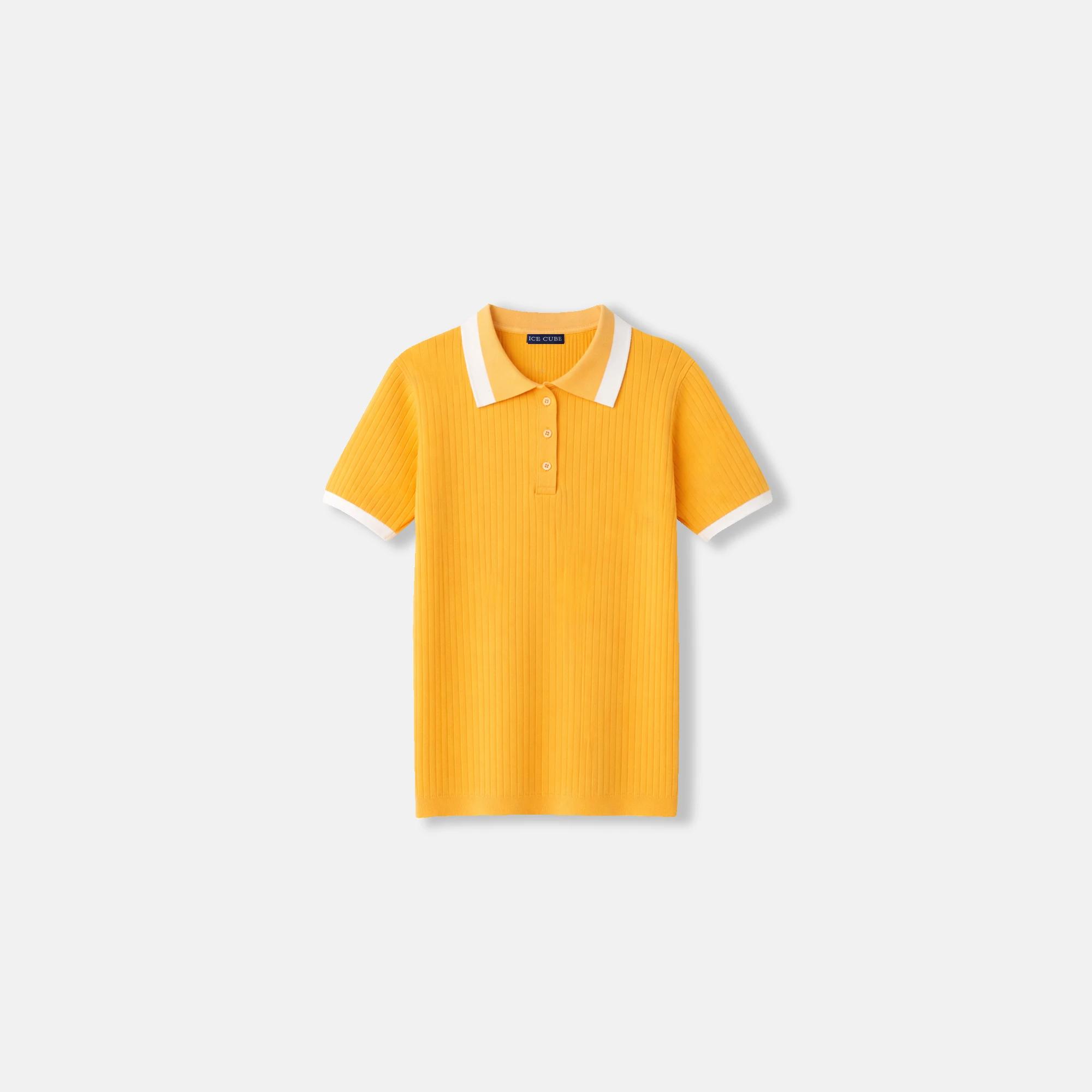 Women’s Contrast Trim Ribbed Knit Polo - Short Sleeve Thumbnail 1