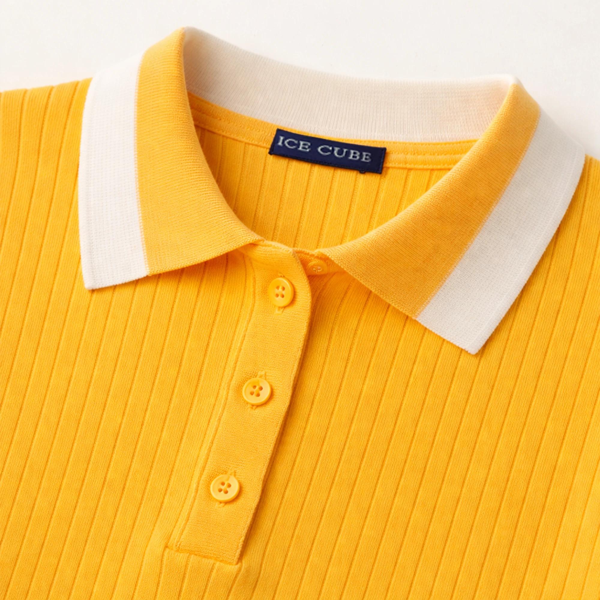 Women’s Contrast Trim Ribbed Knit Polo - Short Sleeve Thumbnail 2