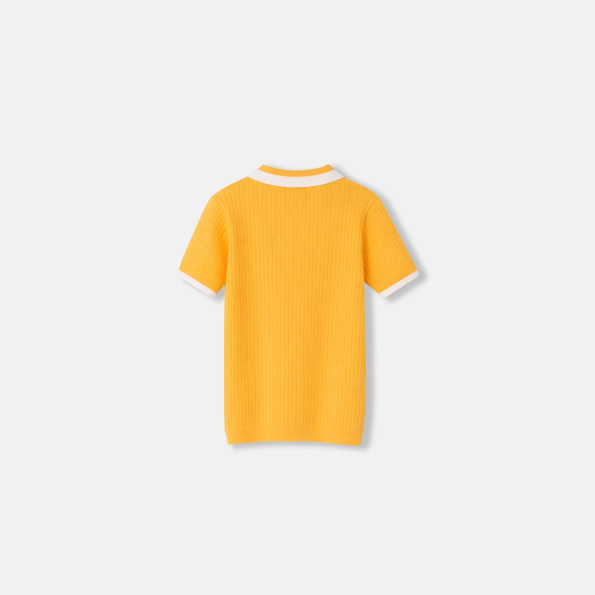 Women’s Contrast Trim Ribbed Knit Polo - Short Sleeve media preview 3