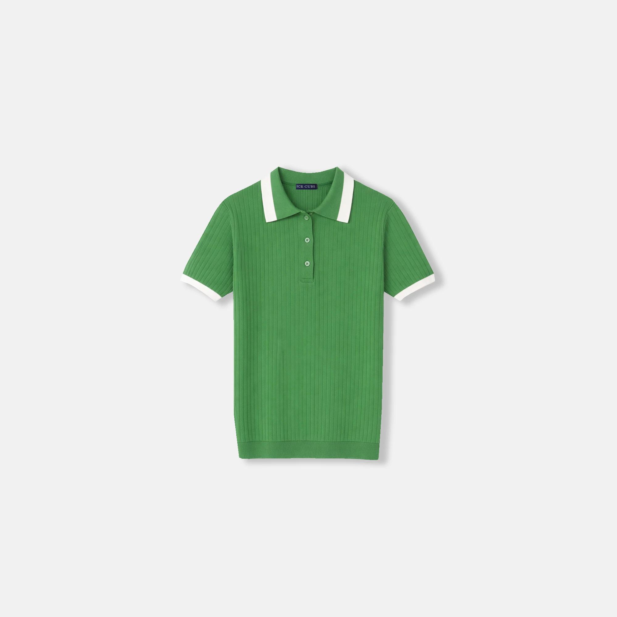 Women’s Contrast Trim Ribbed Knit Polo - Short Sleeve alternative product image