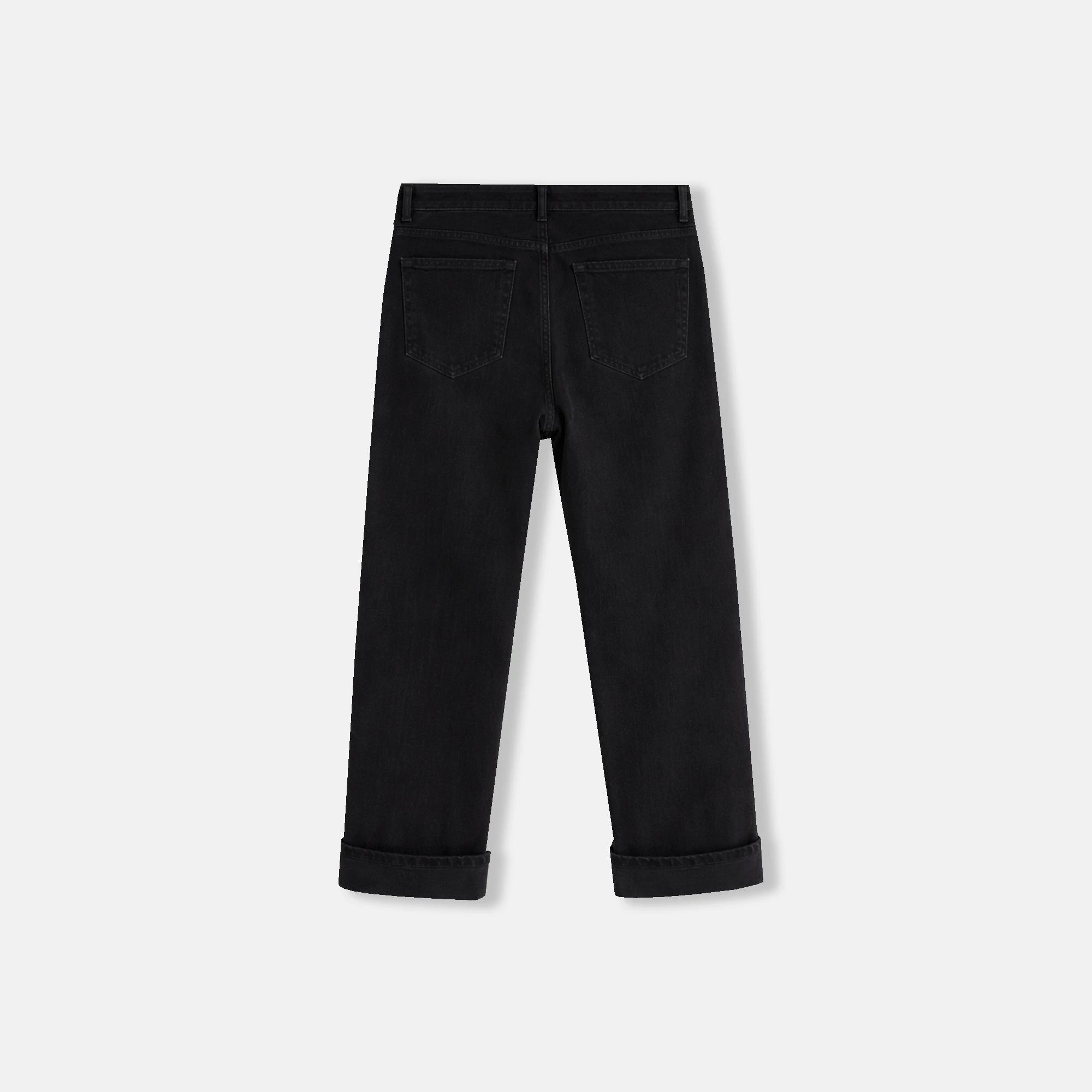 Women's high-waisted, straight-leg jeans with rolled hems media preview 3