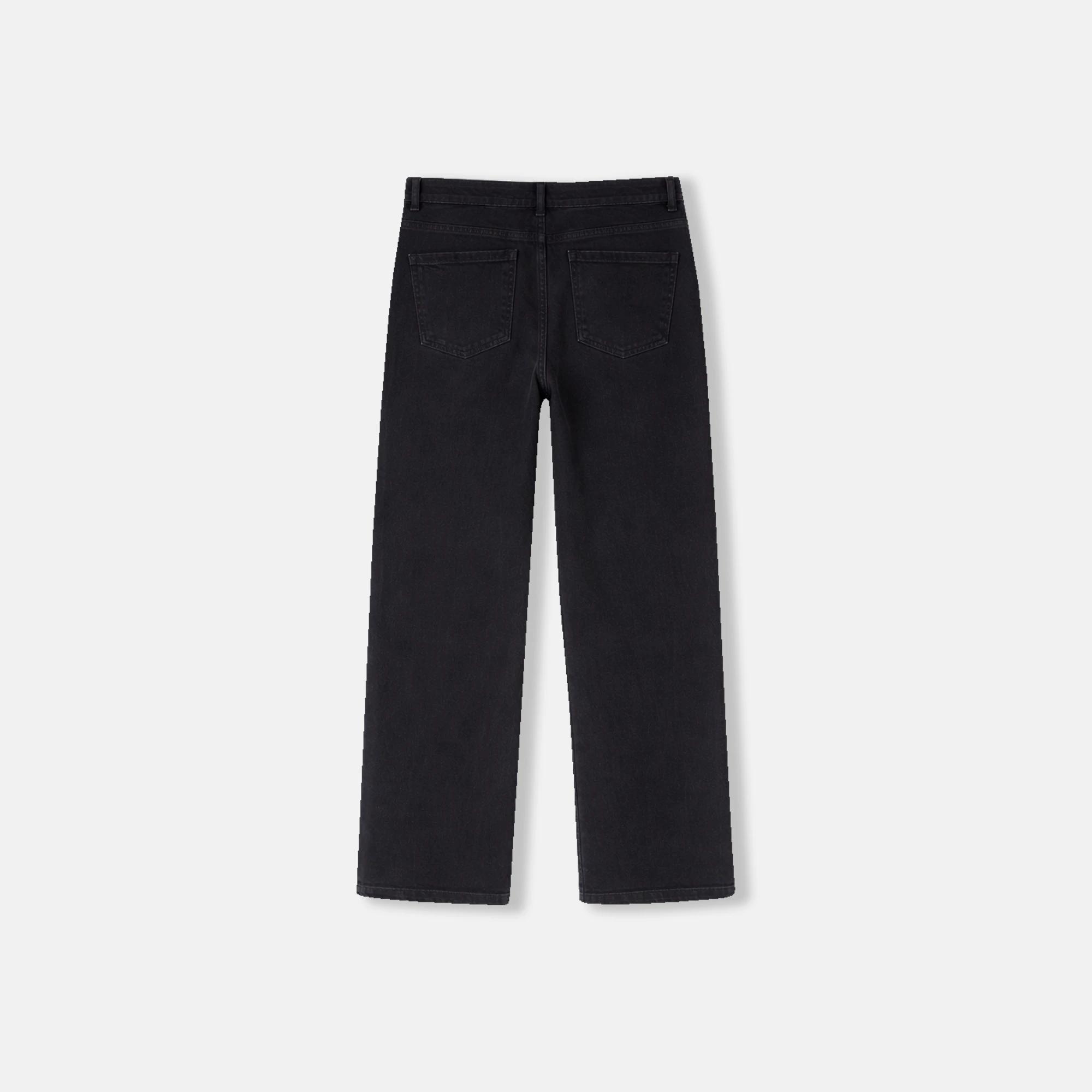 Women's High-Rise Straight Leg Jeans - Black media preview 3