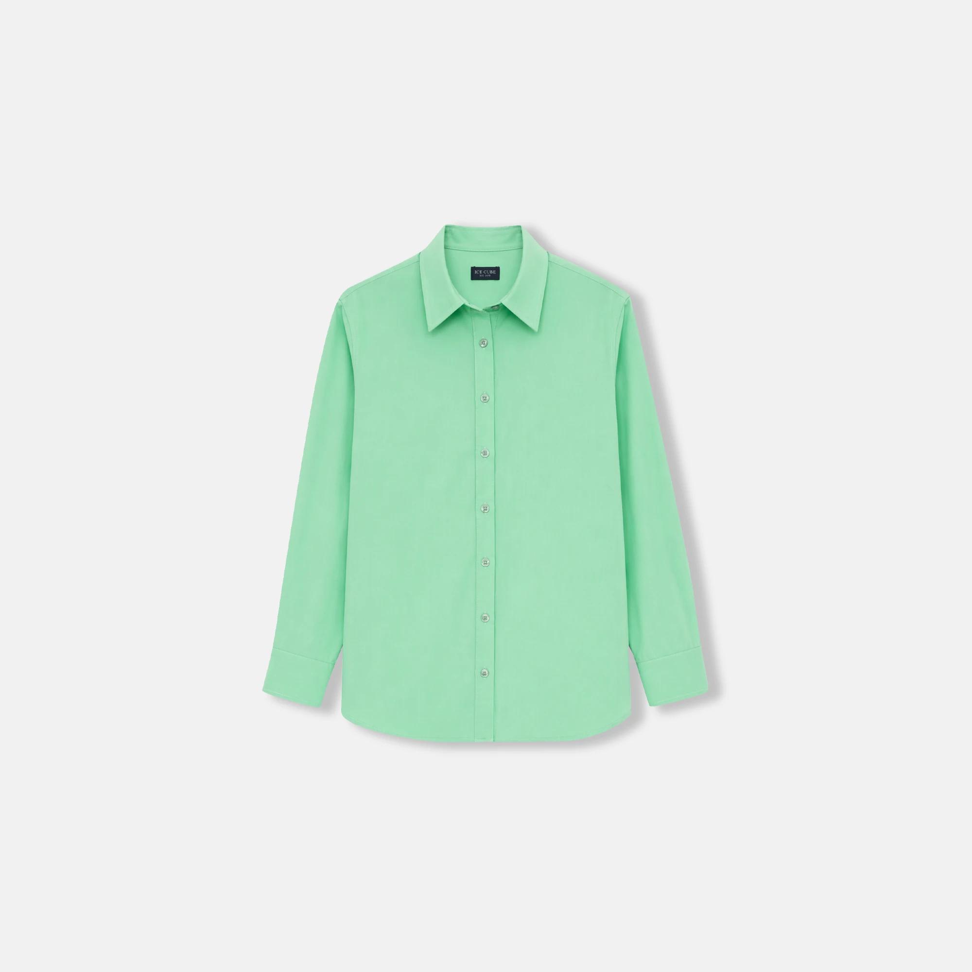 قميص نسائي بأكمام طويلة وأزرار أمامية - مزيج ناعم Thumbnail 1