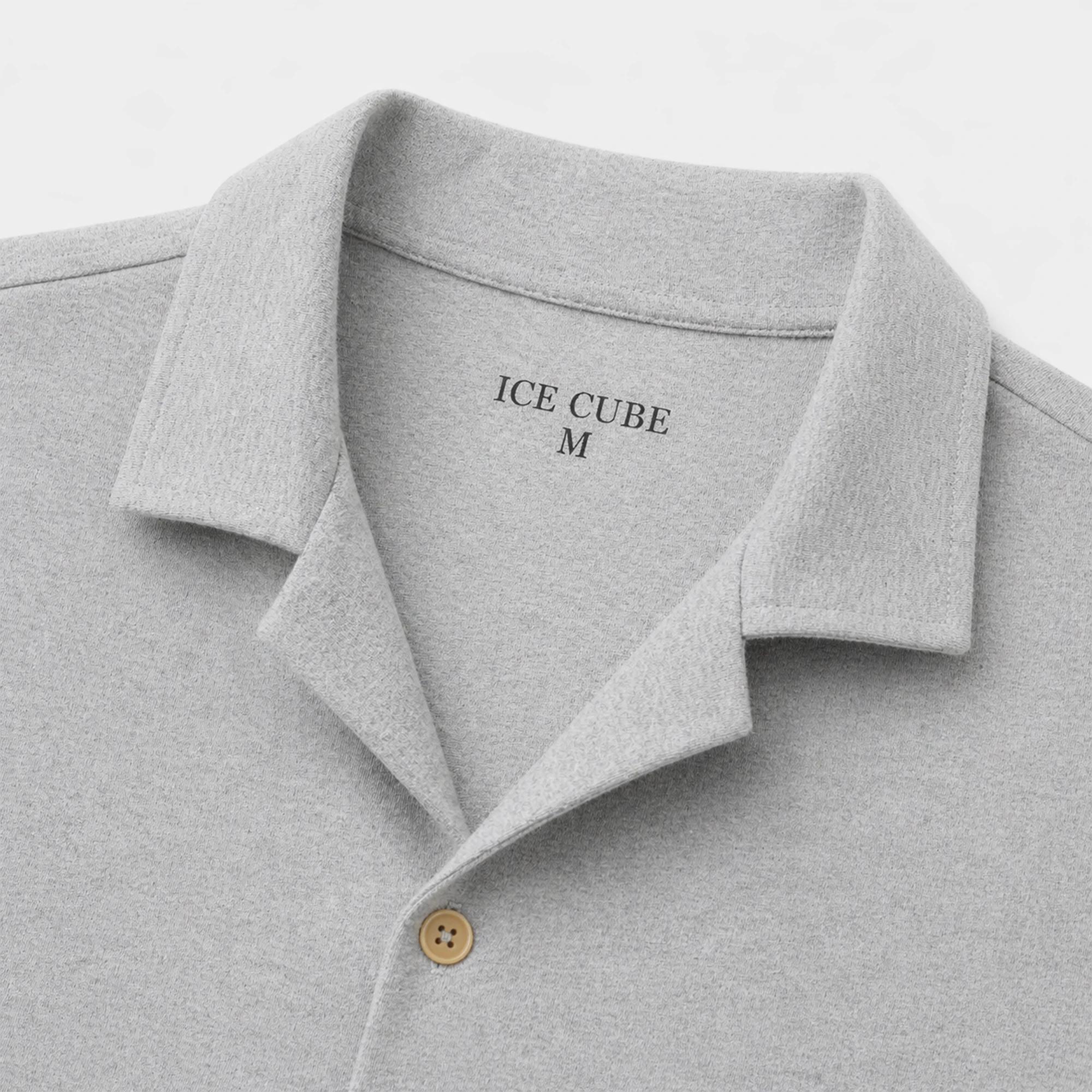 قميص رجالي قصير الأكمام بياقة مفتوحة Thumbnail 2