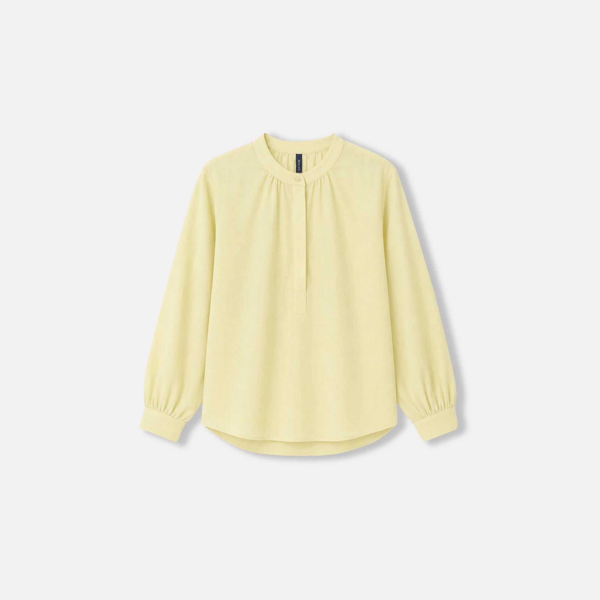 Women's Band-Collar Pleated Pullover Shirt Thumbnail 2
