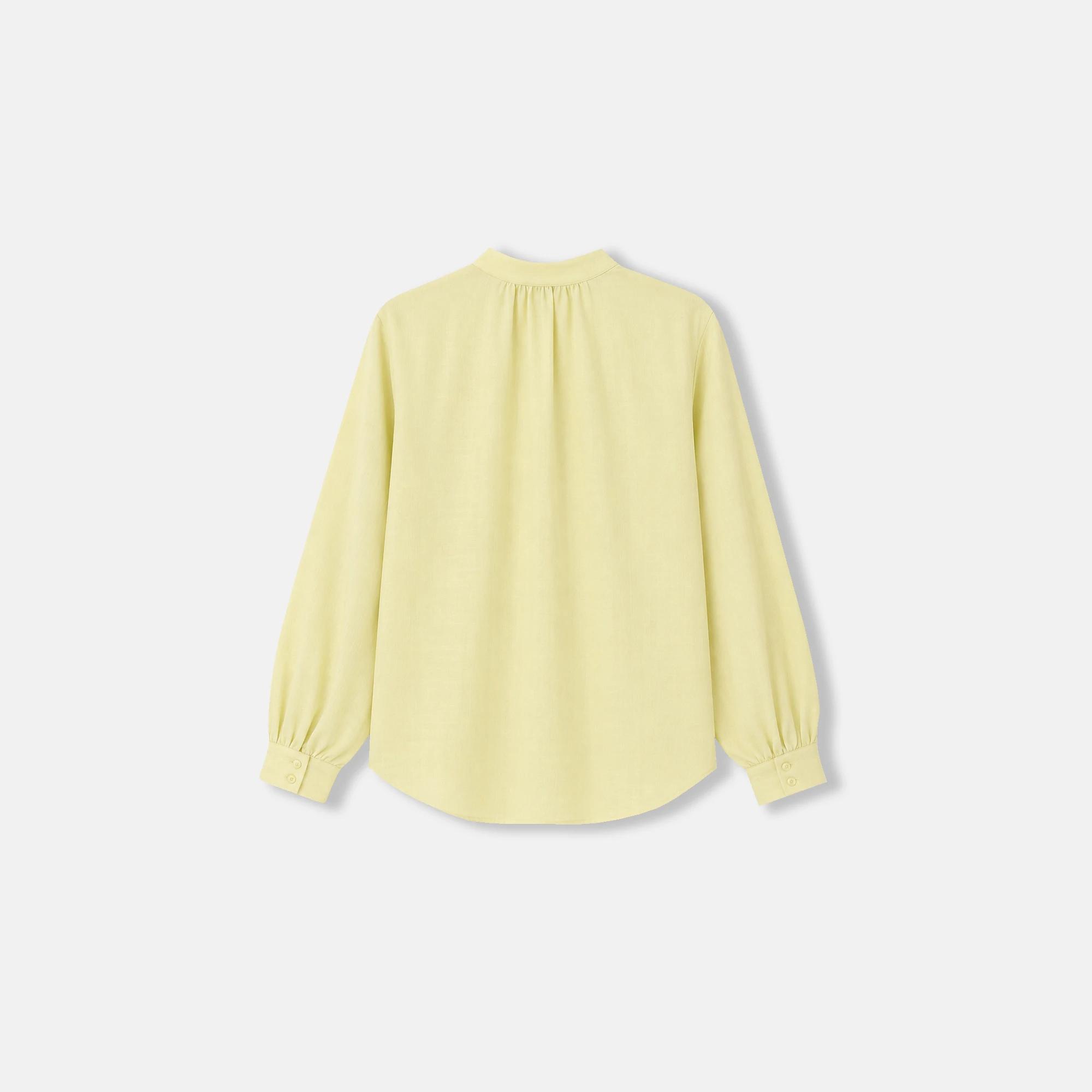 Women's Band-Collar Pleated Pullover Shirt Thumbnail 5