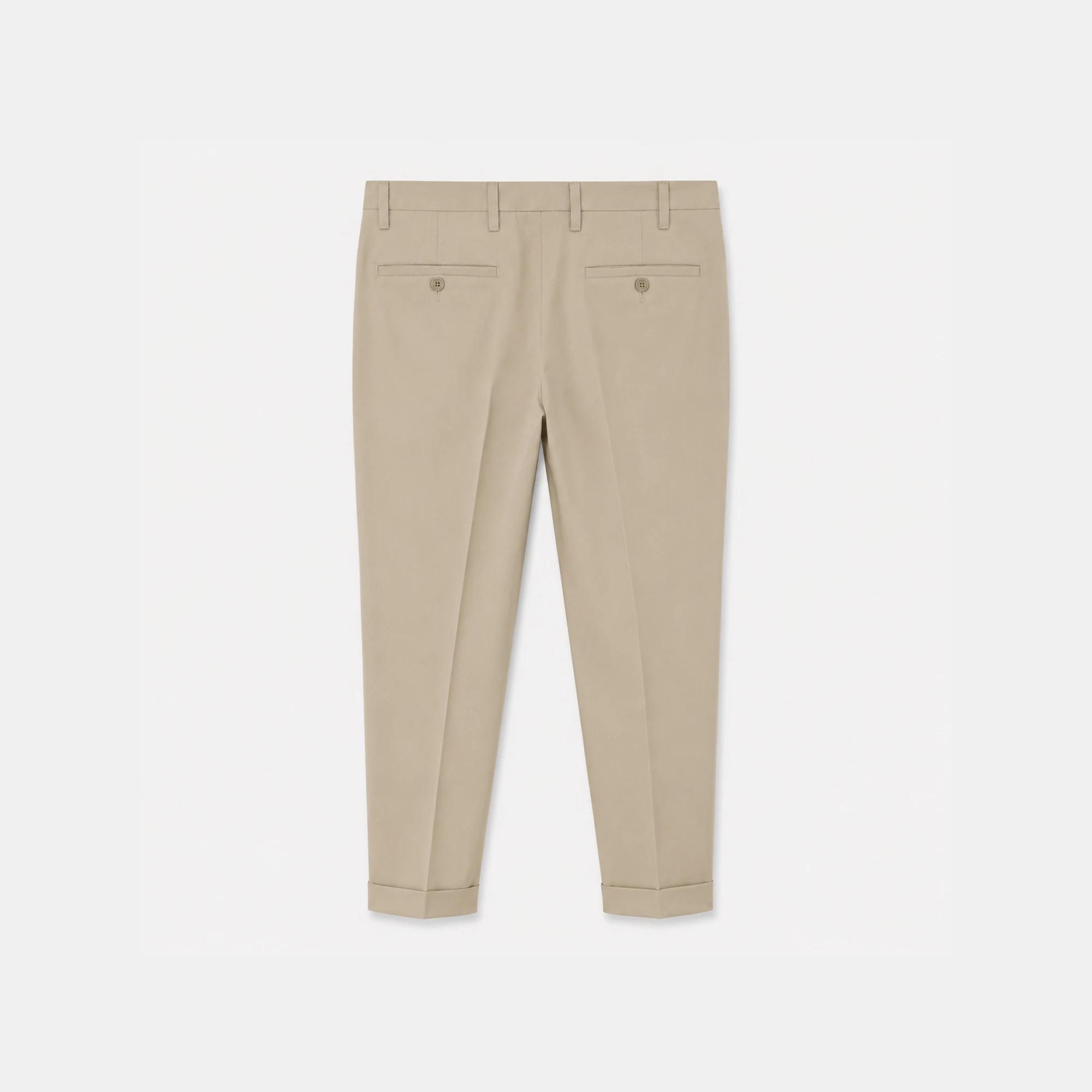 Men's Pleated Cotton Trousers with Cuffed Hem Thumbnail 3