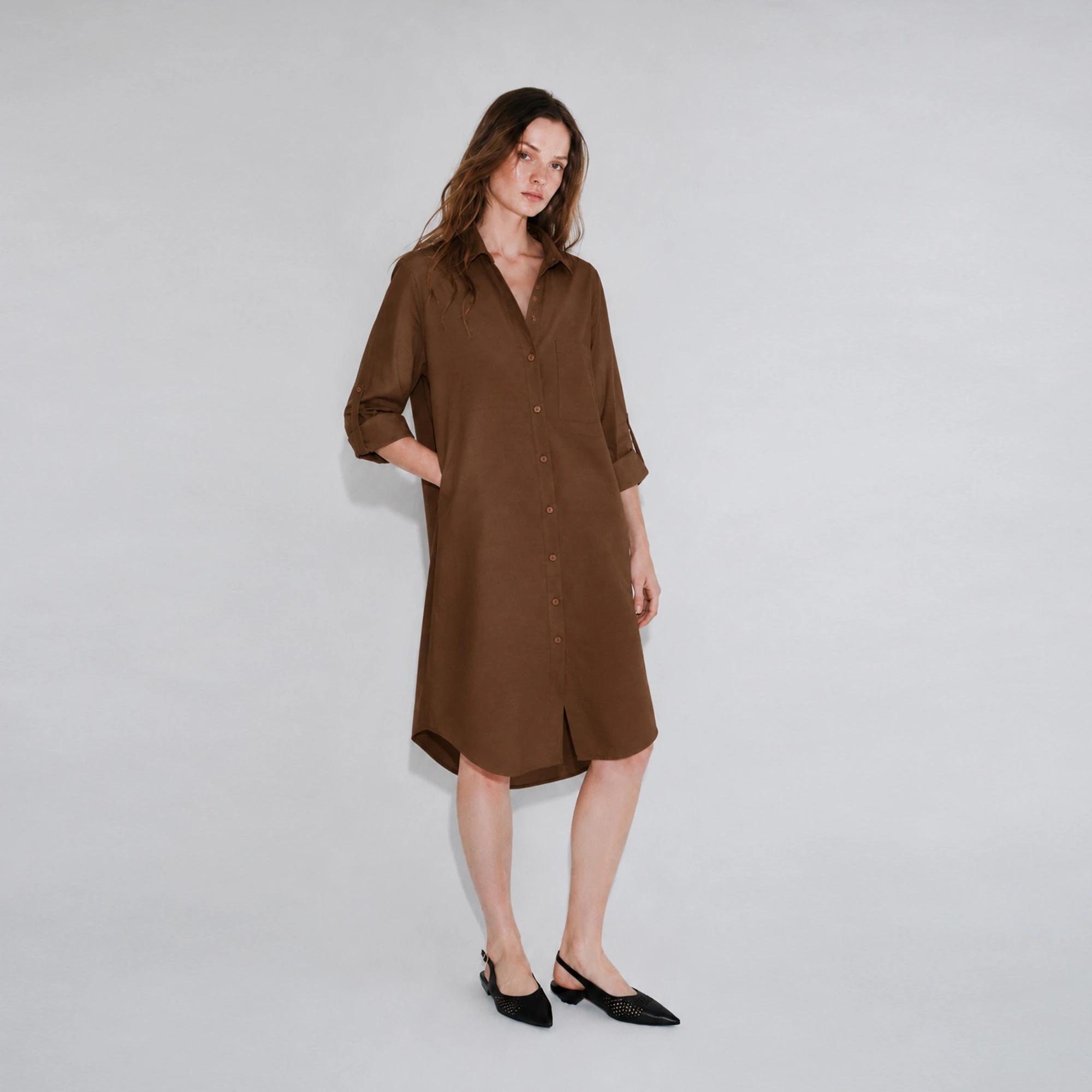 Women's  Longline Button-Down Dress media preview 1