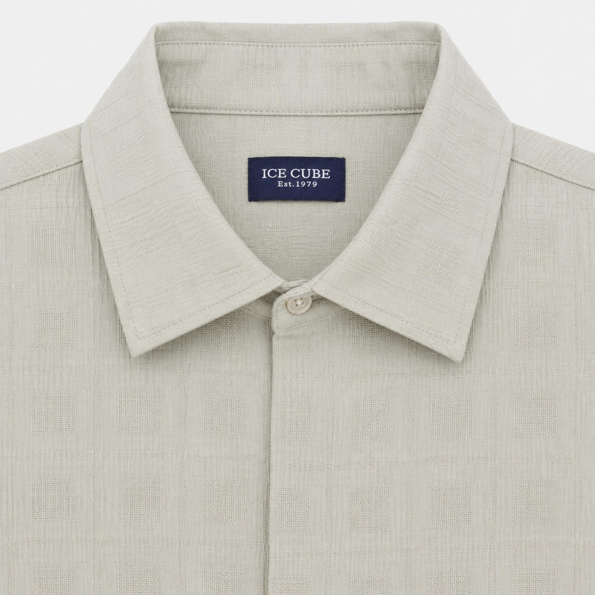 Men's Camp Collar Textured Casual Shirt Thumbnail 2