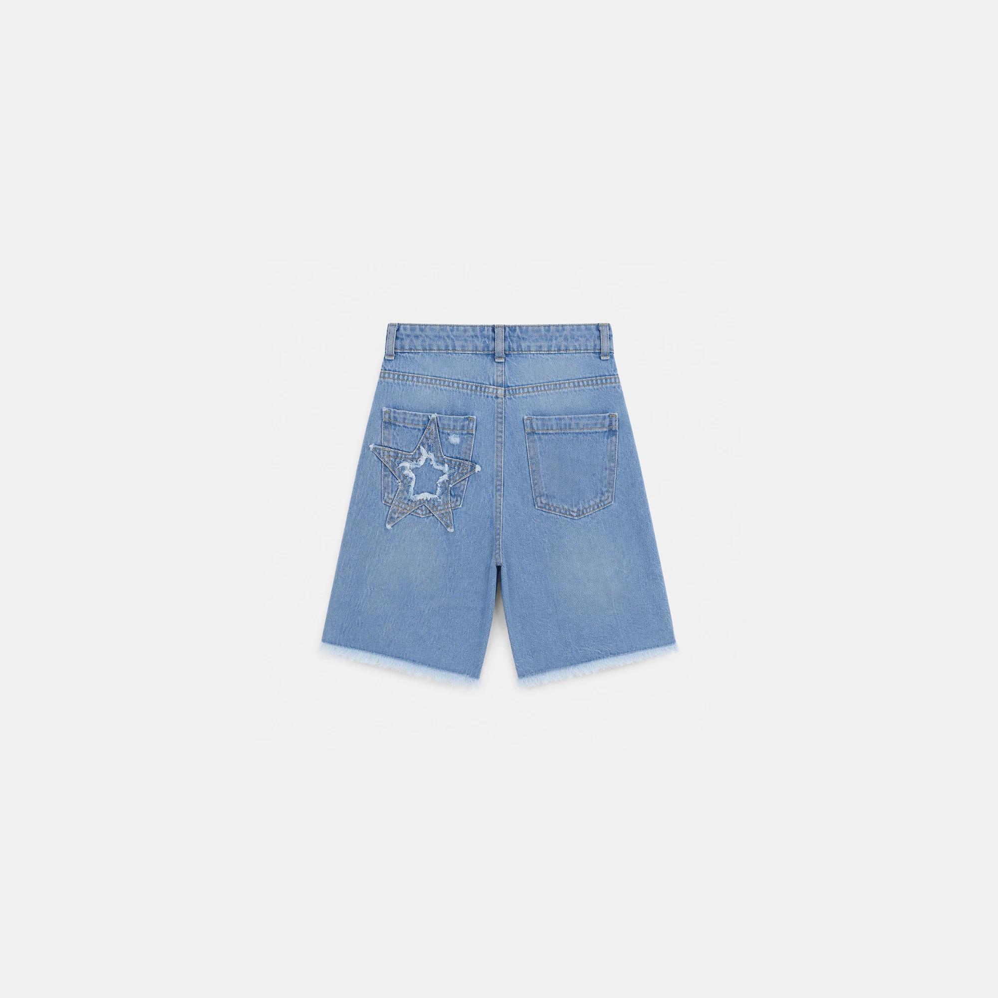 Boys Light Wash Distressed Denim Bermuda Shorts Thumbnail 4