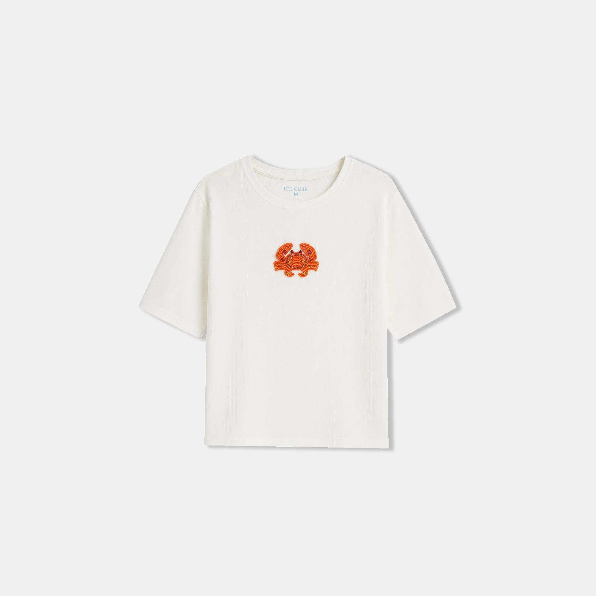 Women's Crewneck Short-Sleeve T-Shirt with Embroidered Graphic Accent media preview 2