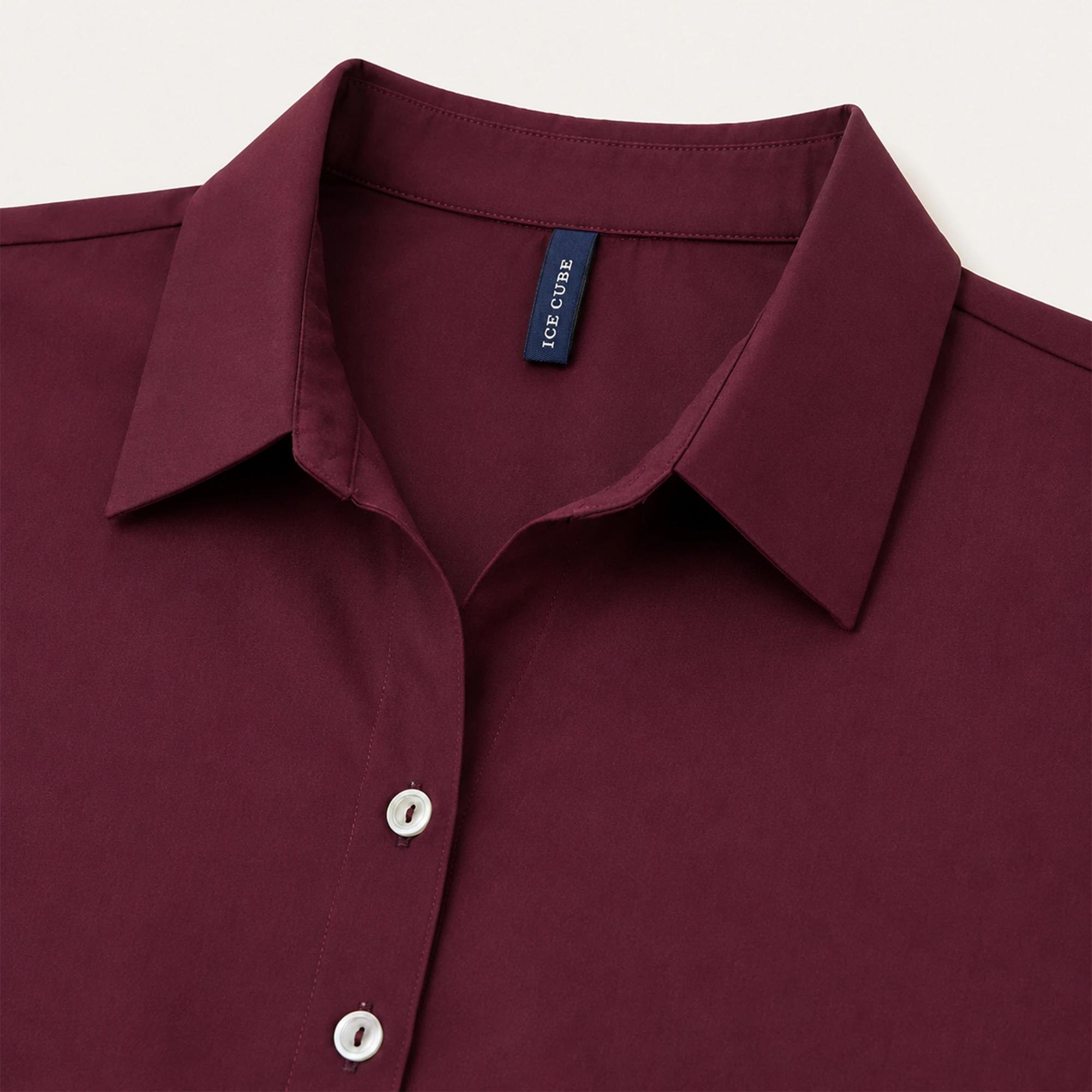 Women's cotton shirt with short sleeves, a loose fit, and front buttons. Thumbnail 3