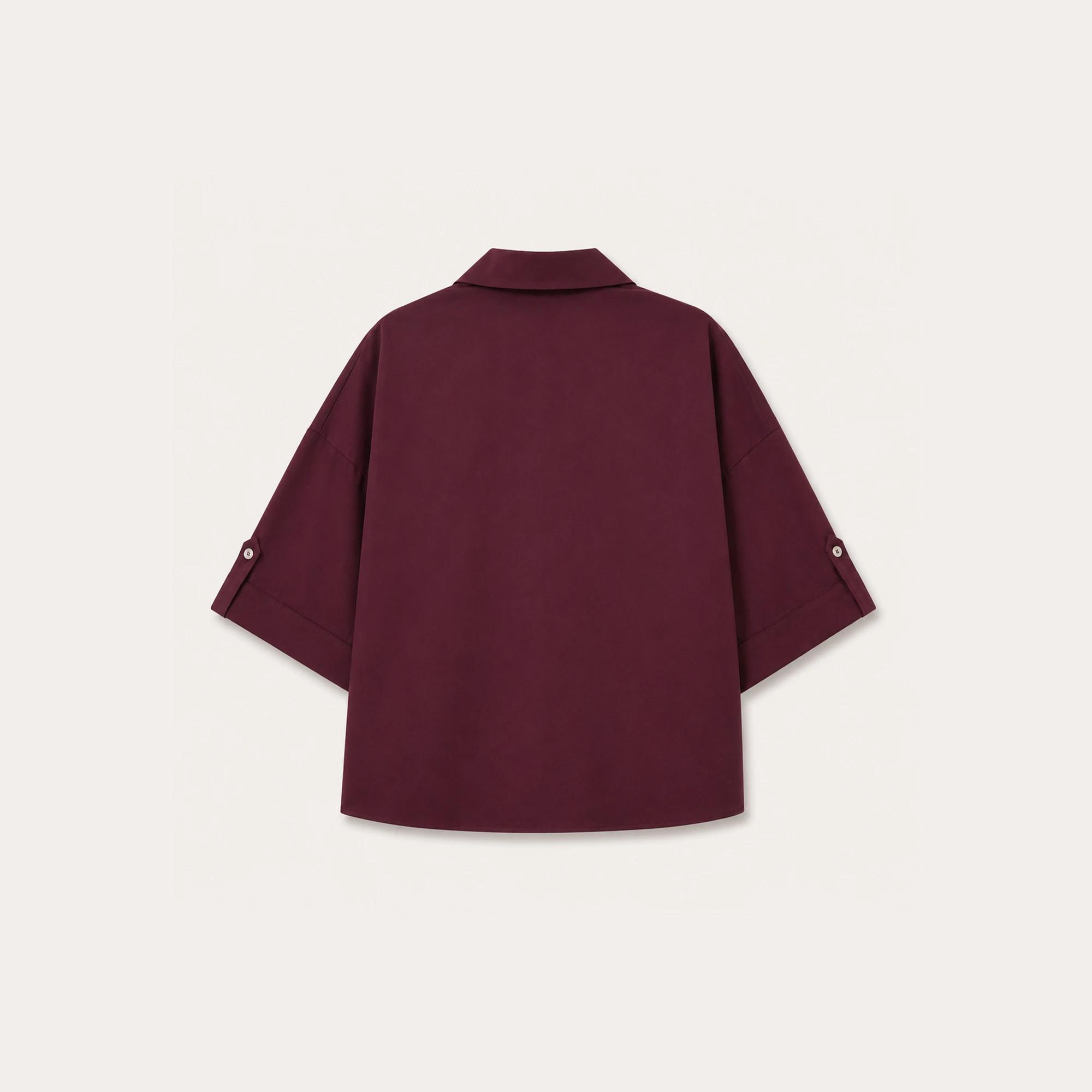 Women's cotton shirt with short sleeves, a loose fit, and front buttons. Thumbnail 4
