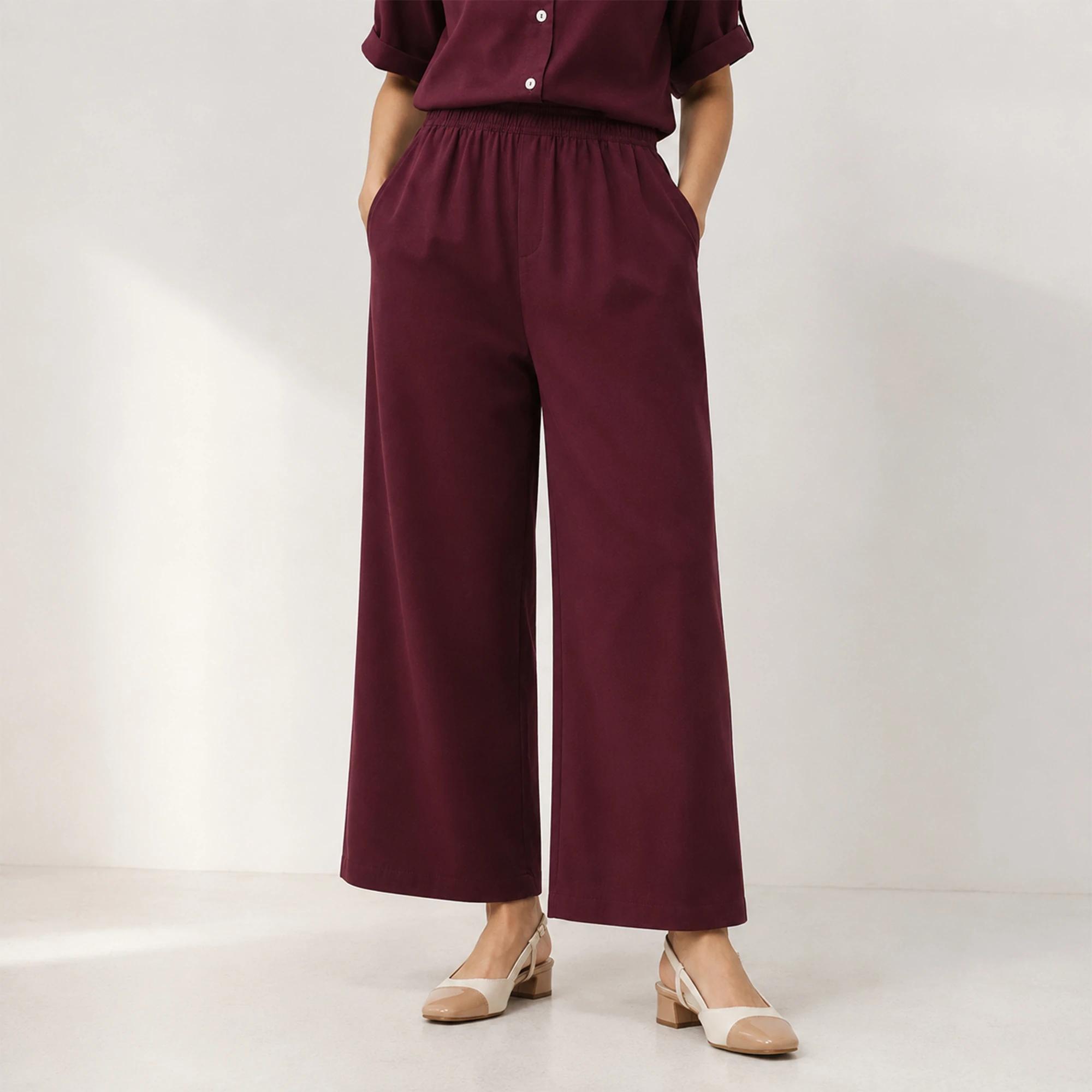 Women's wide-leg trousers with an elastic waist Thumbnail 1