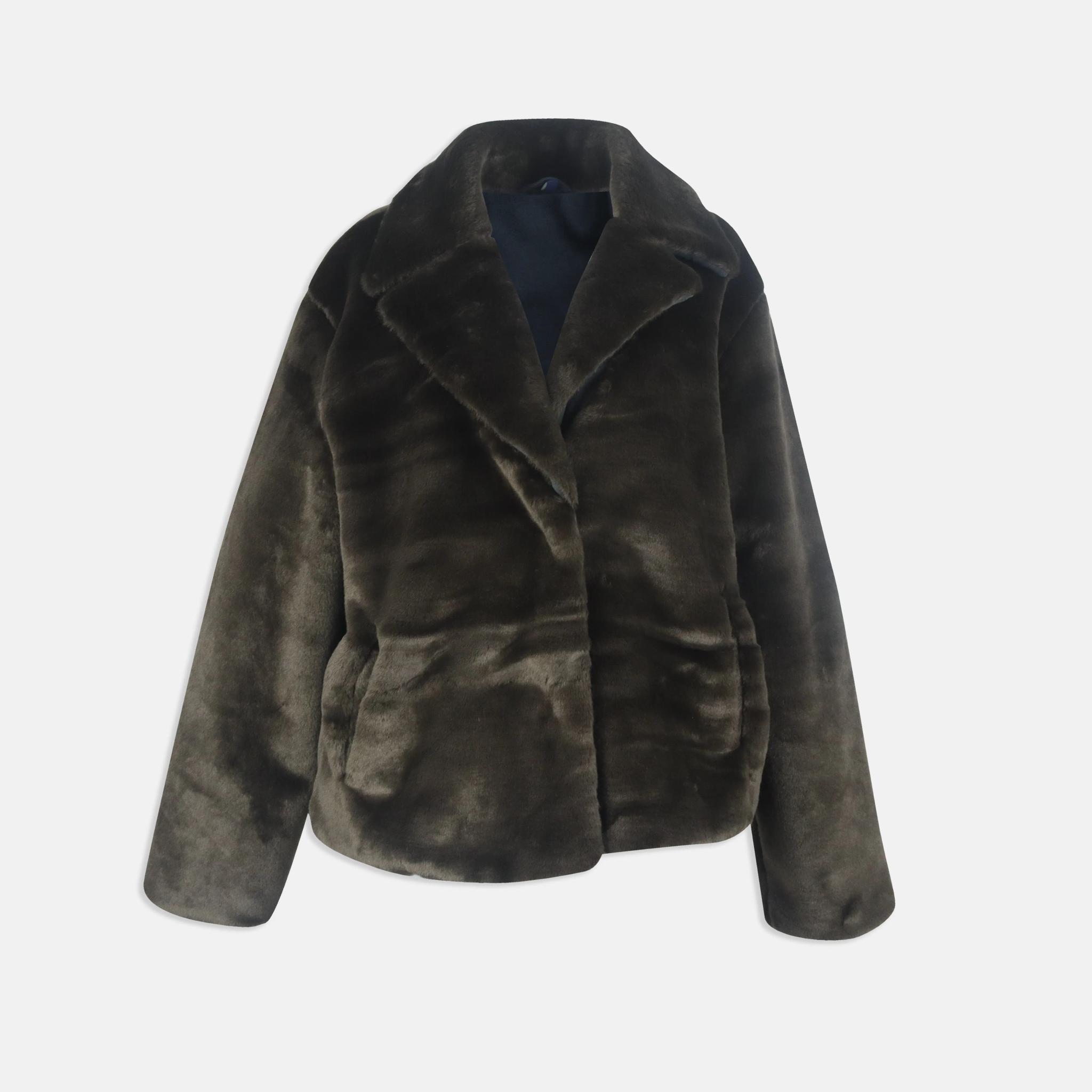 جاكيت من الفرو الصناعي - بني غامق product image