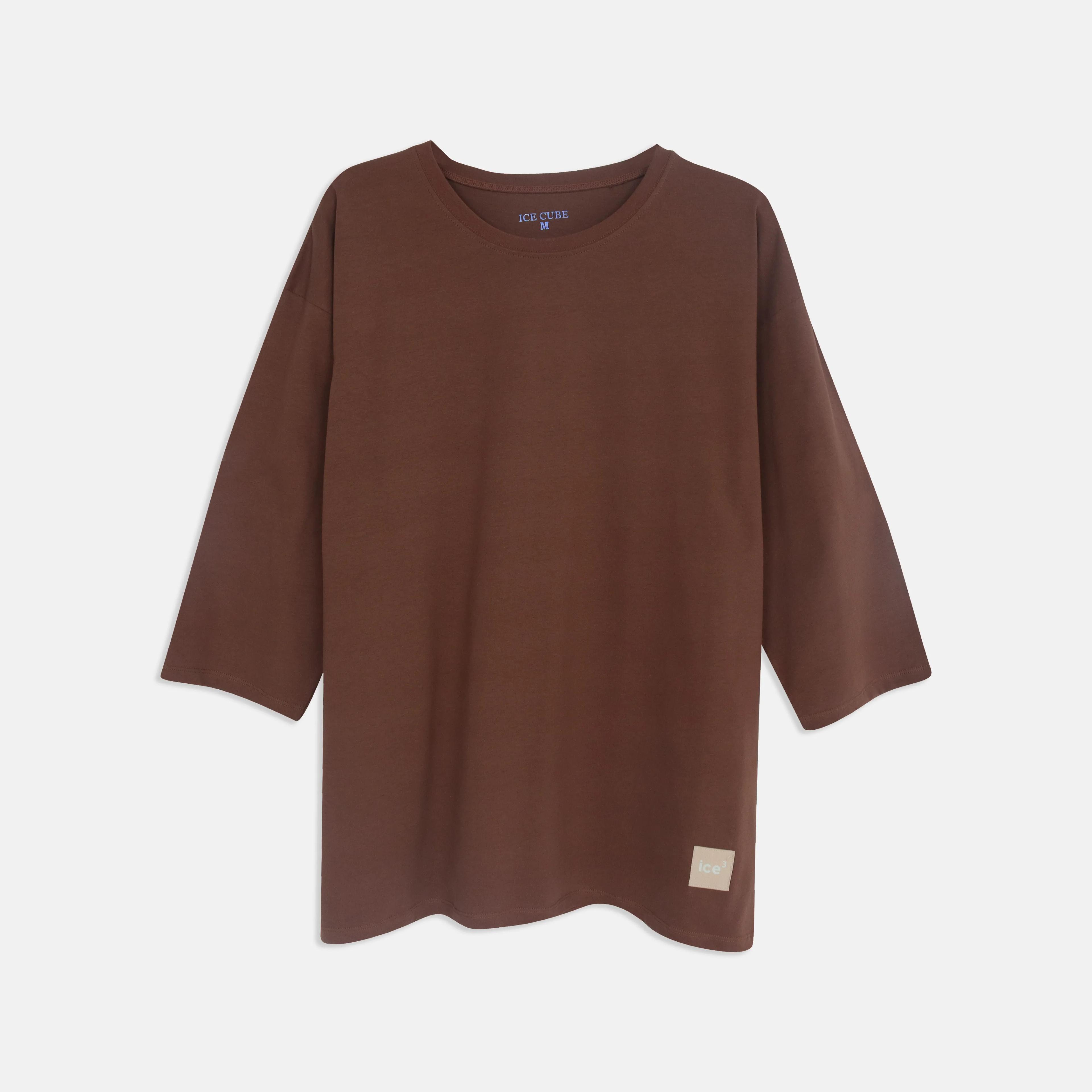 Women's Solid Color Crewneck Tee 3/4 Sleeves Thumbnail 10