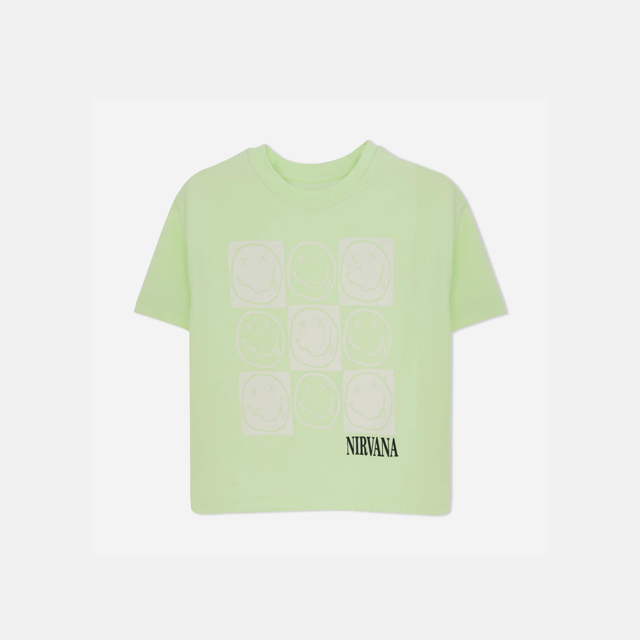 تي شيرت نيرفانا سمايلي غريد جرافيكي للبنات product image