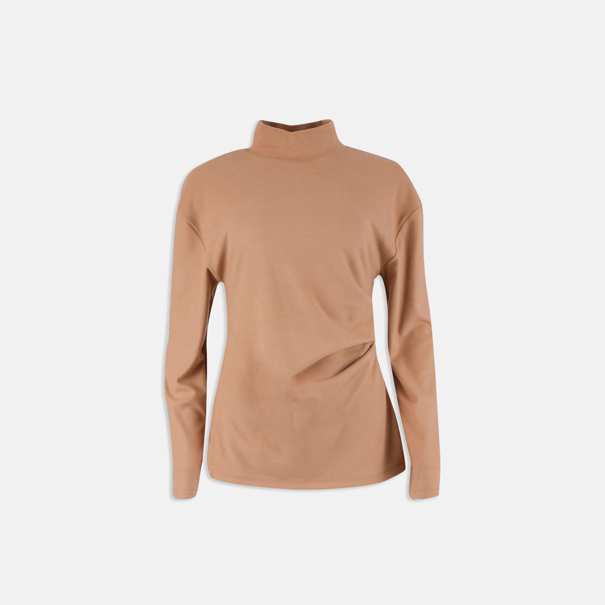 بلوزة برقبة دائرية مع كشكشة جانبية product image