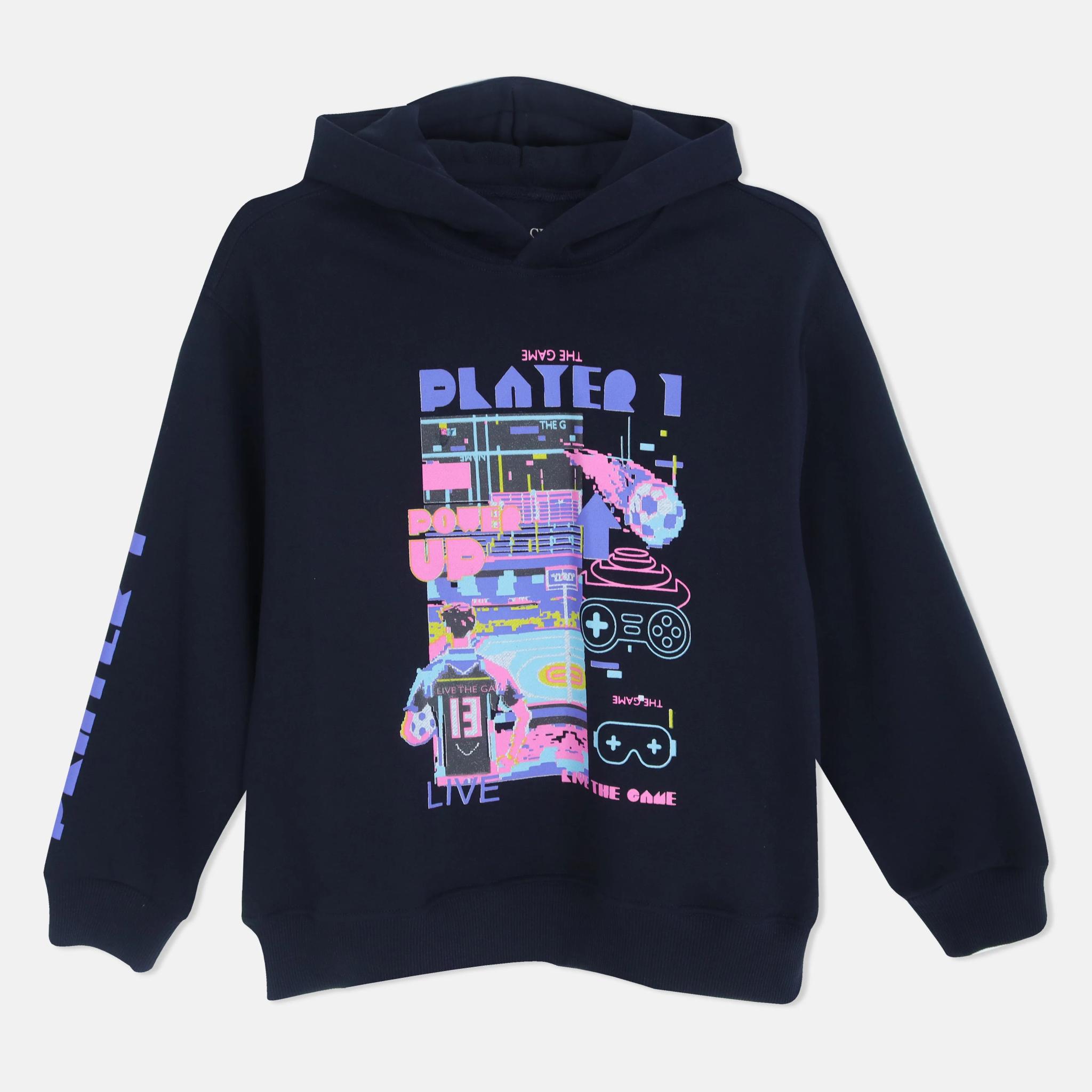 سويت شيرت بغطاء رأس مطبوع عليه رسومات ألعاب للأولاد product image