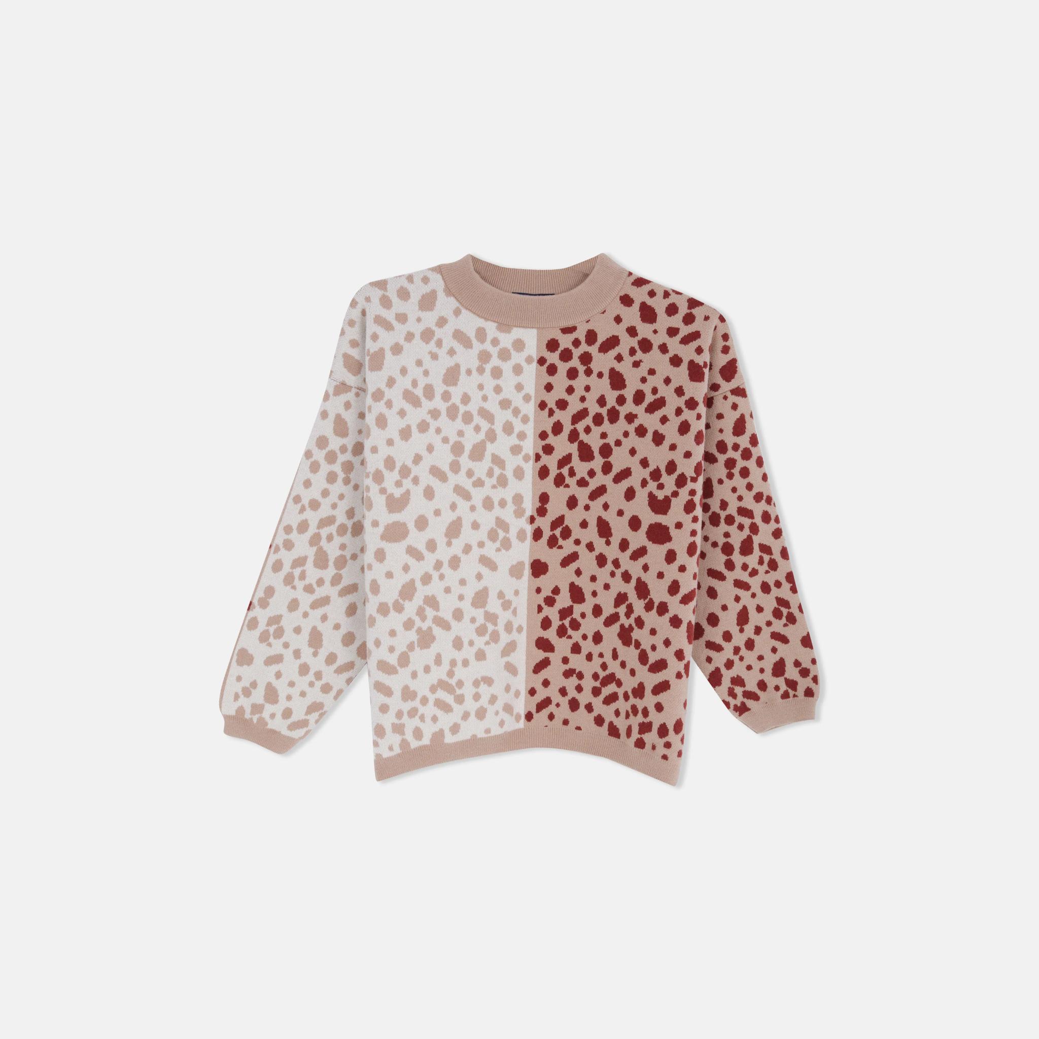 كنزة صوفية للبنات برقبة دائرية وطبعة جاكار product image