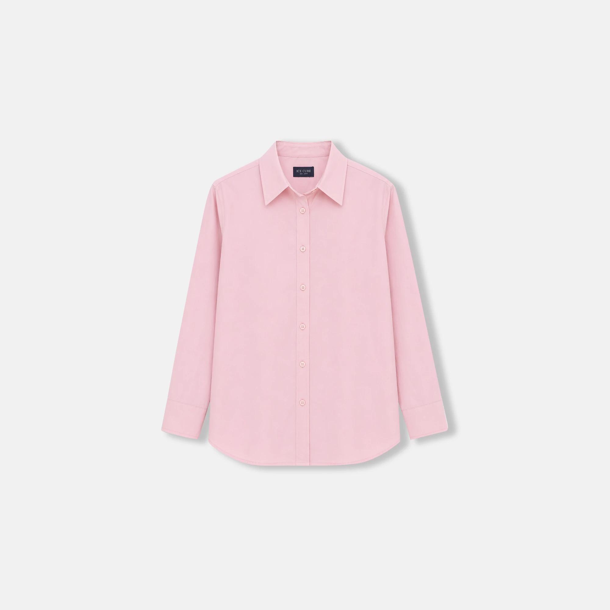 قميص نسائي كلاسيكي بأزرار من قماش البوبلين القطني product image