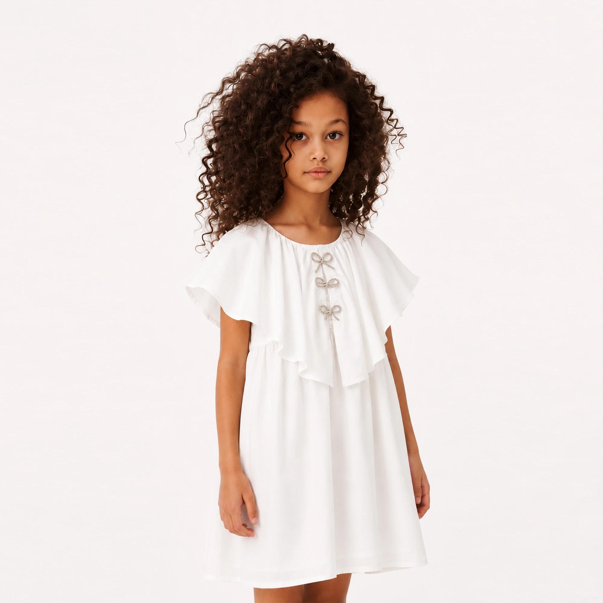 Girls' Ruffle-Collar Cotton Empire Dress product image