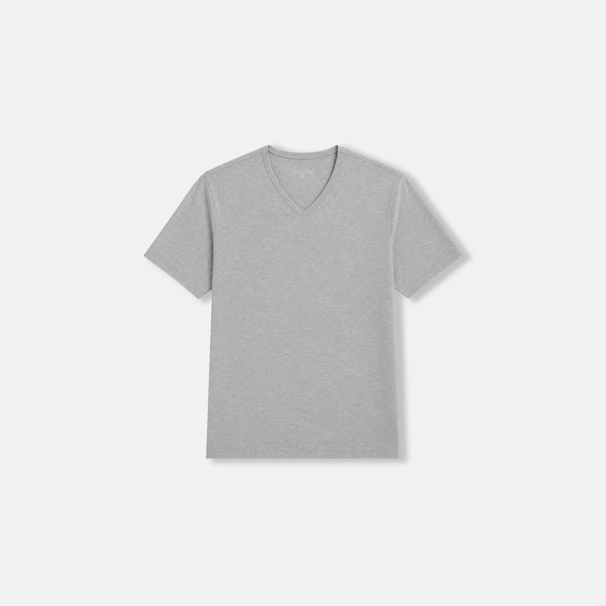تيشيرت رجالي قطني مطاطي بياقة على شكل حرف V product image