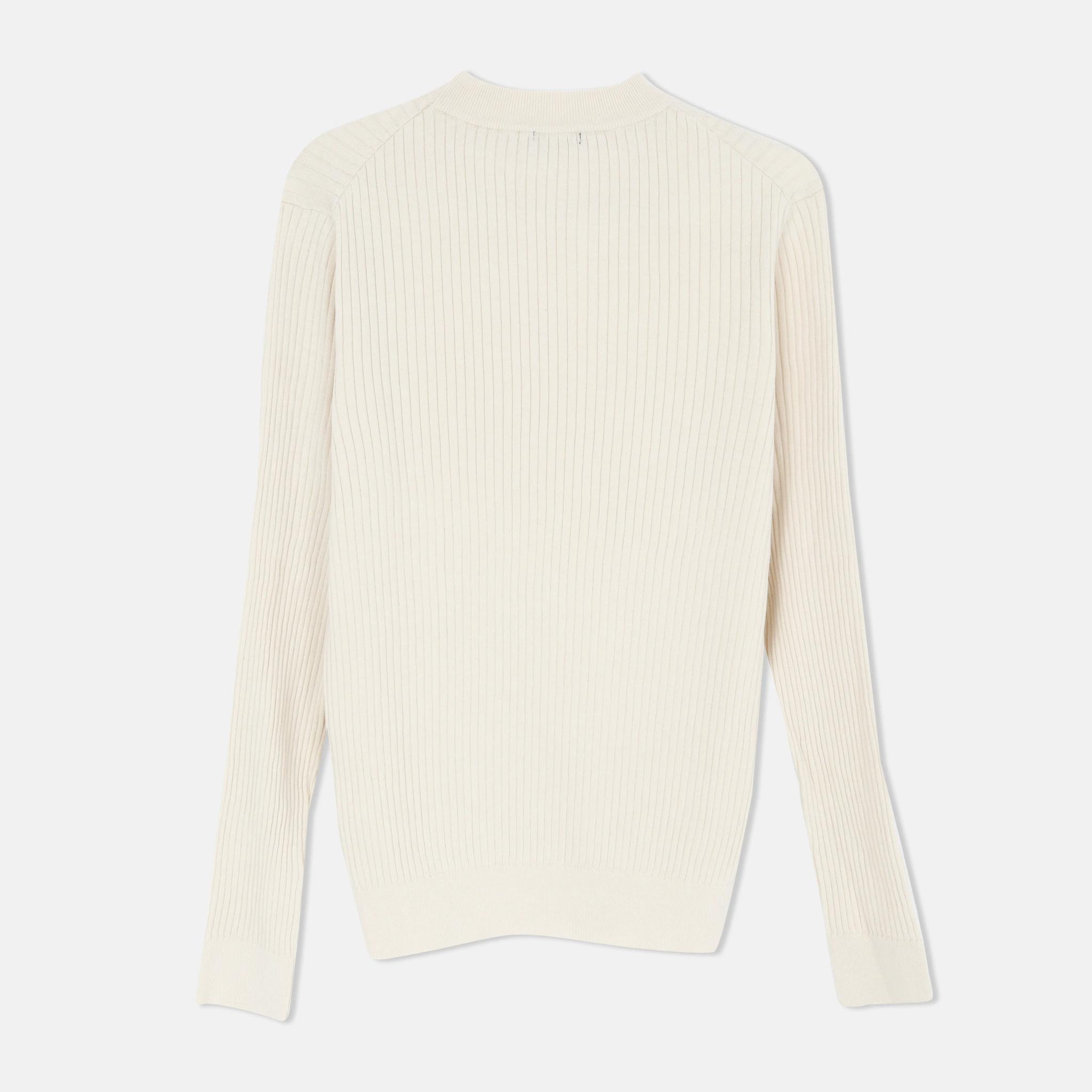Ribbed knit crew neck sweater media preview 3