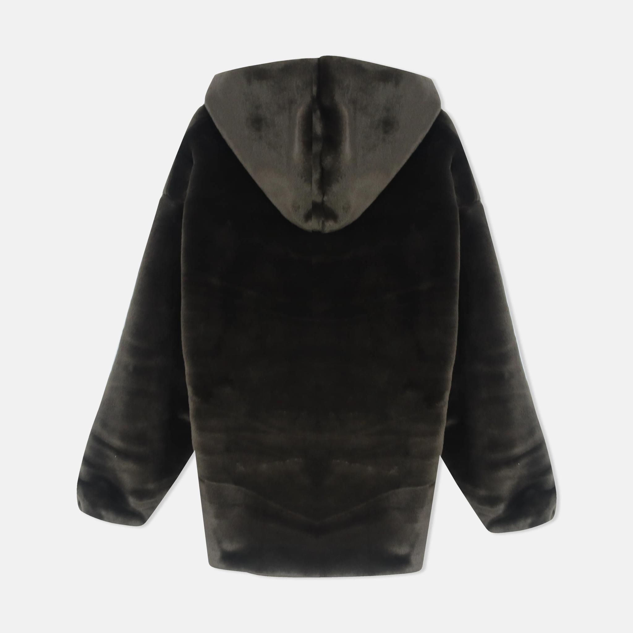 جاكيت نسائي بغطاء رأس مبطّن بفرو صناعي media preview 3