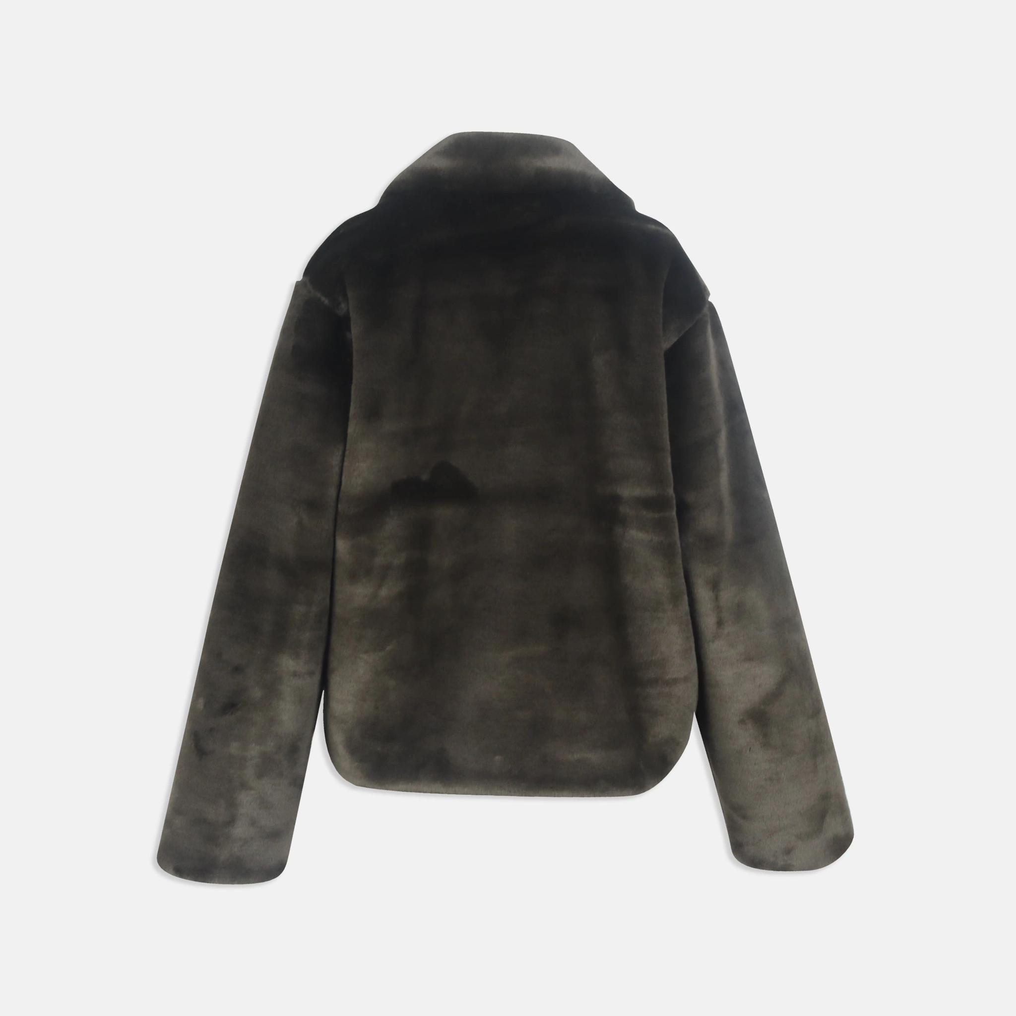 جاكيت من الفرو الصناعي - بني غامق media preview 2