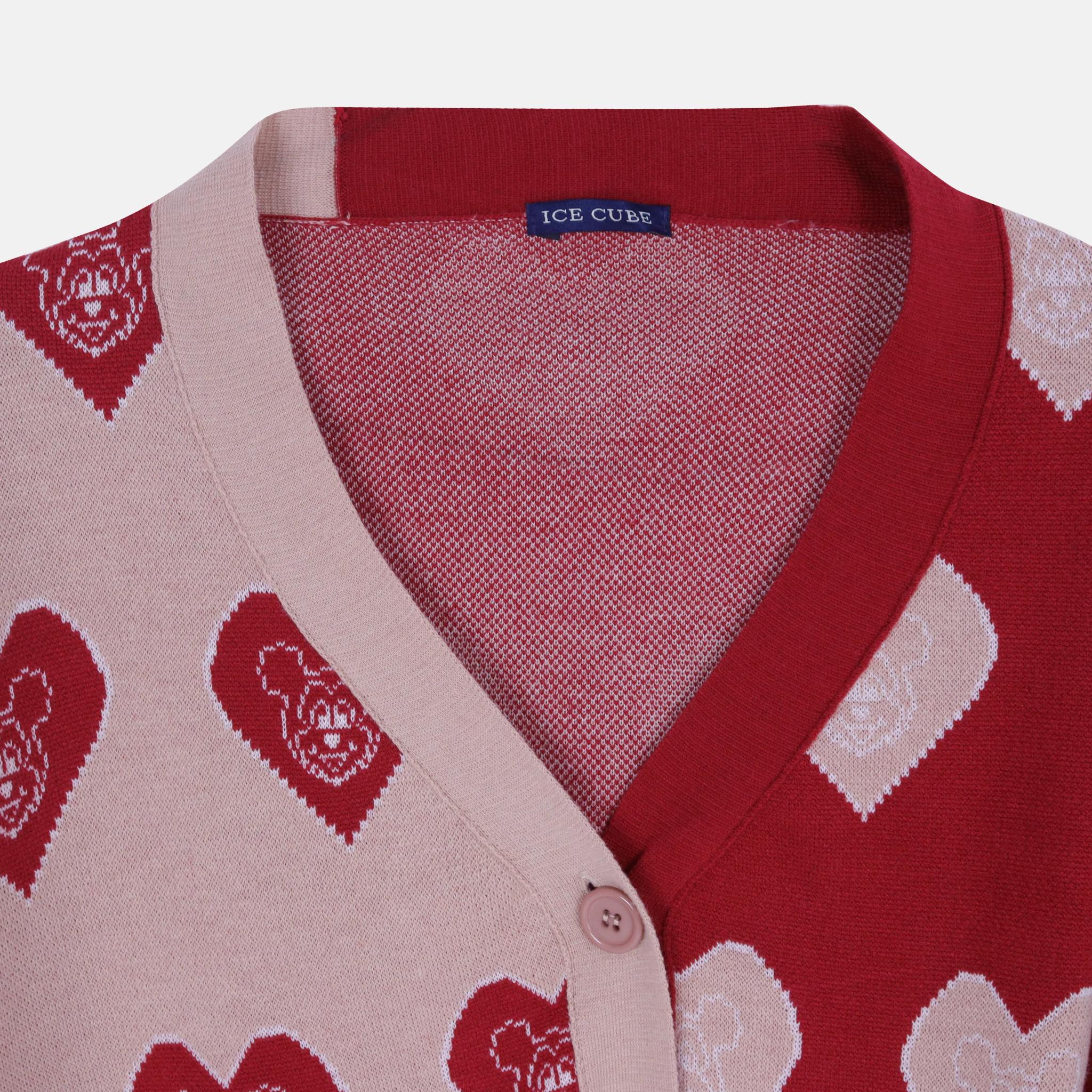 Women's Heart-Patterned Knit Cardigan media preview 2