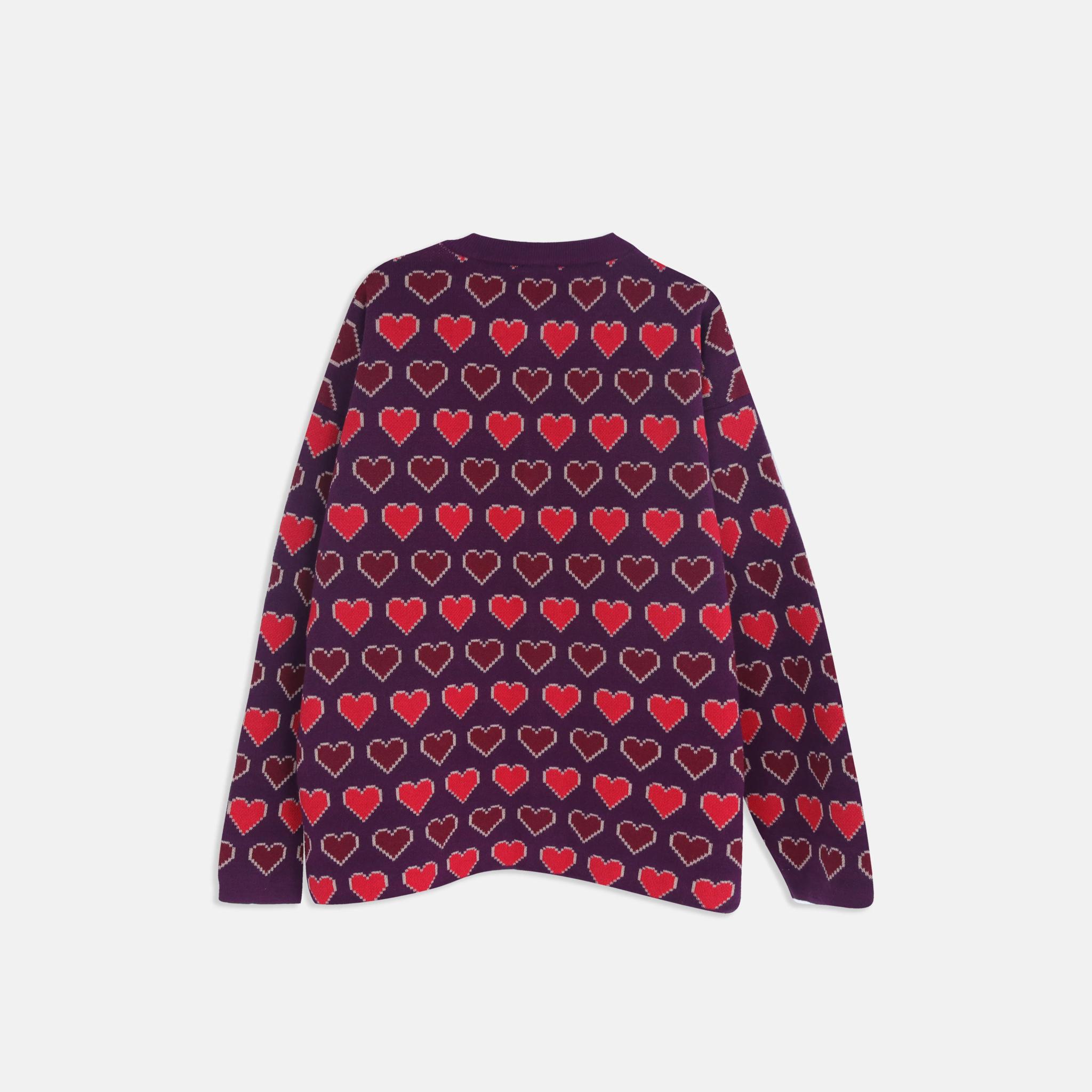 Women's Heart Pattern Crewneck Cardigan media preview 3