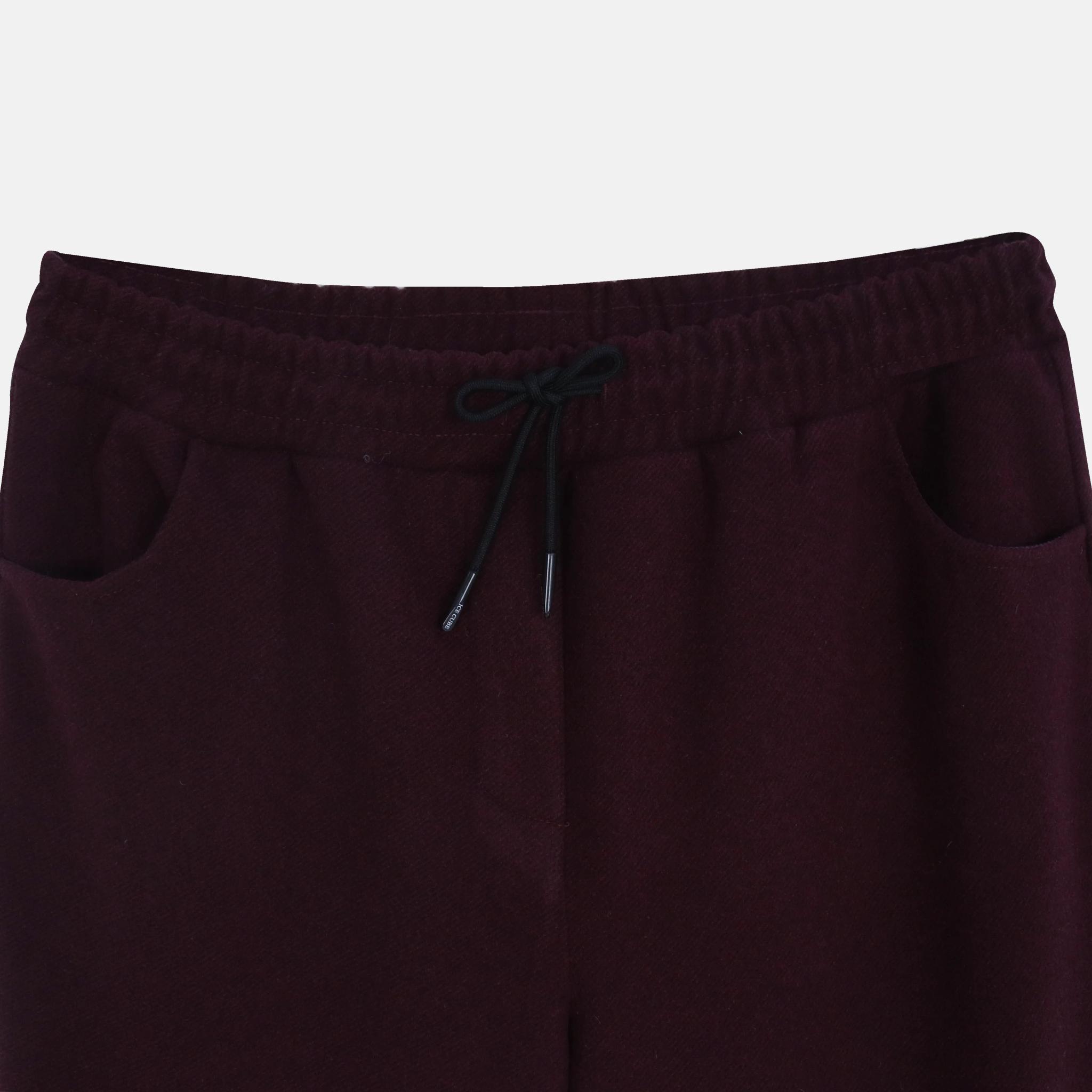 بنطلون نسائي من الصوف الناعم برباط media preview 2