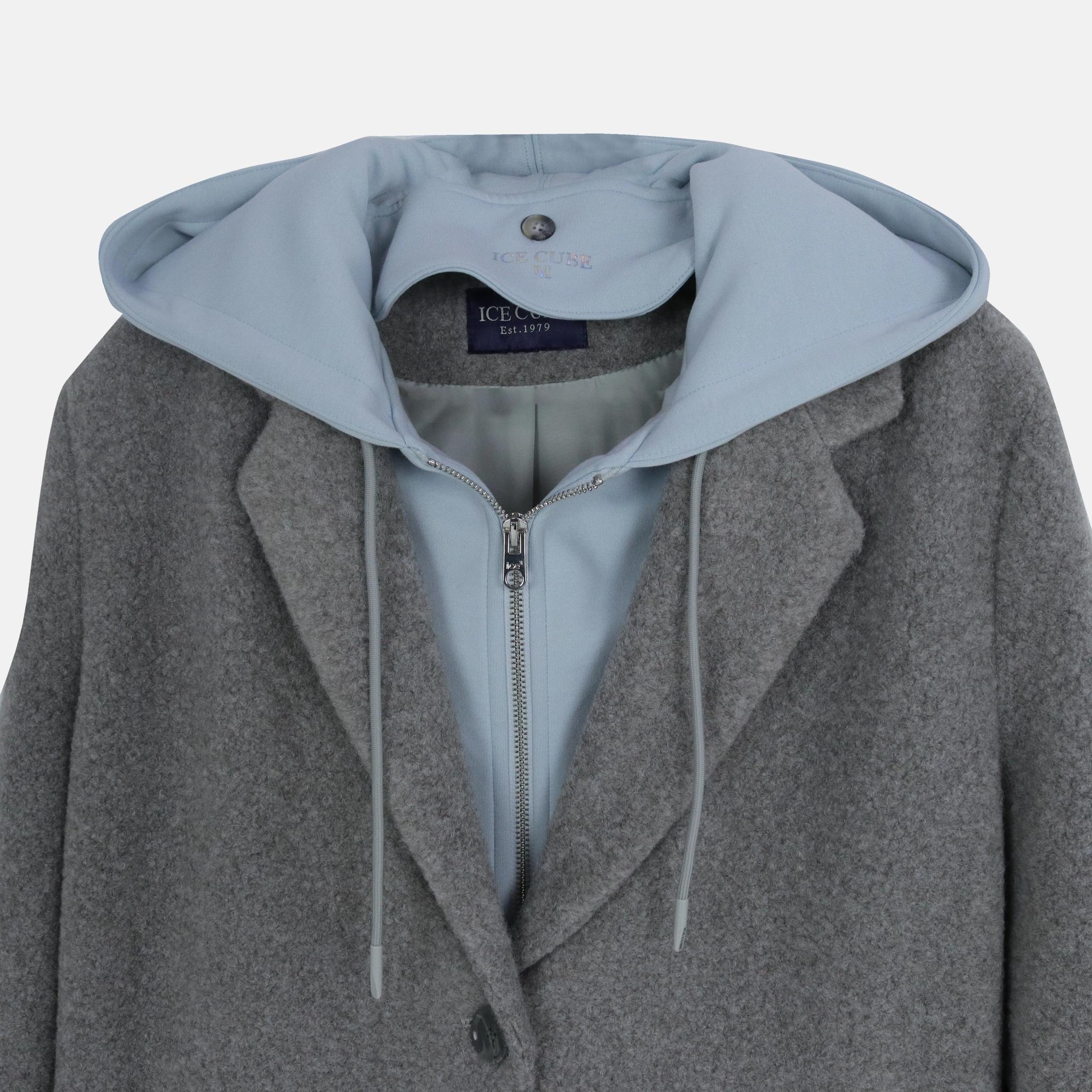 معطف نسائي من الصوف الصناعي مع هودي داخلي media preview 2