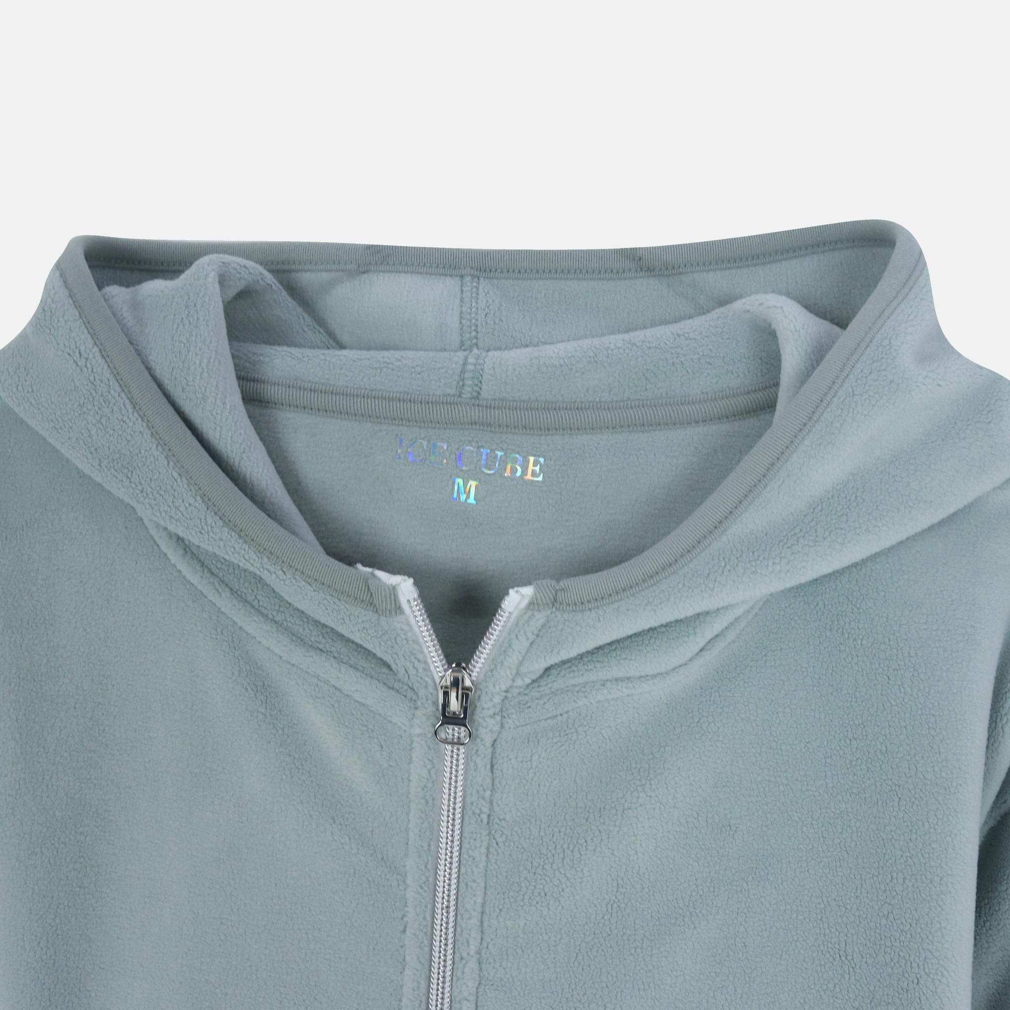 جاكيت نسائي مخملي بسحاب وغطاء رأس media preview 2