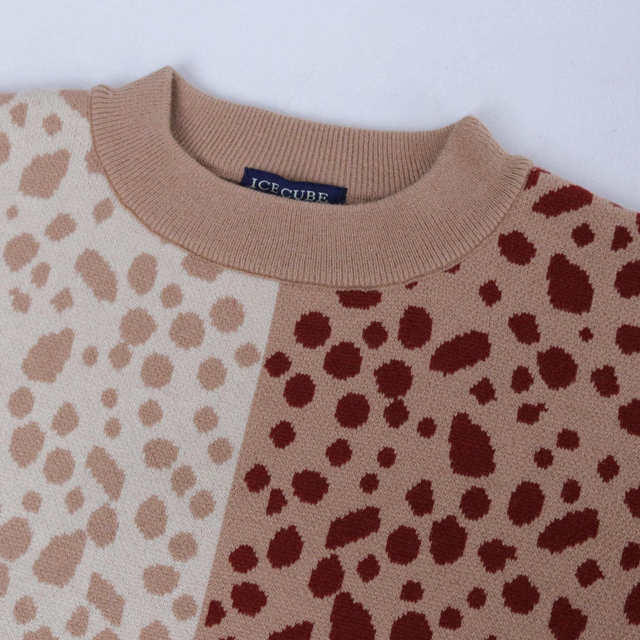 كنزة صوفية للبنات برقبة دائرية وطبعة جاكار media preview 2