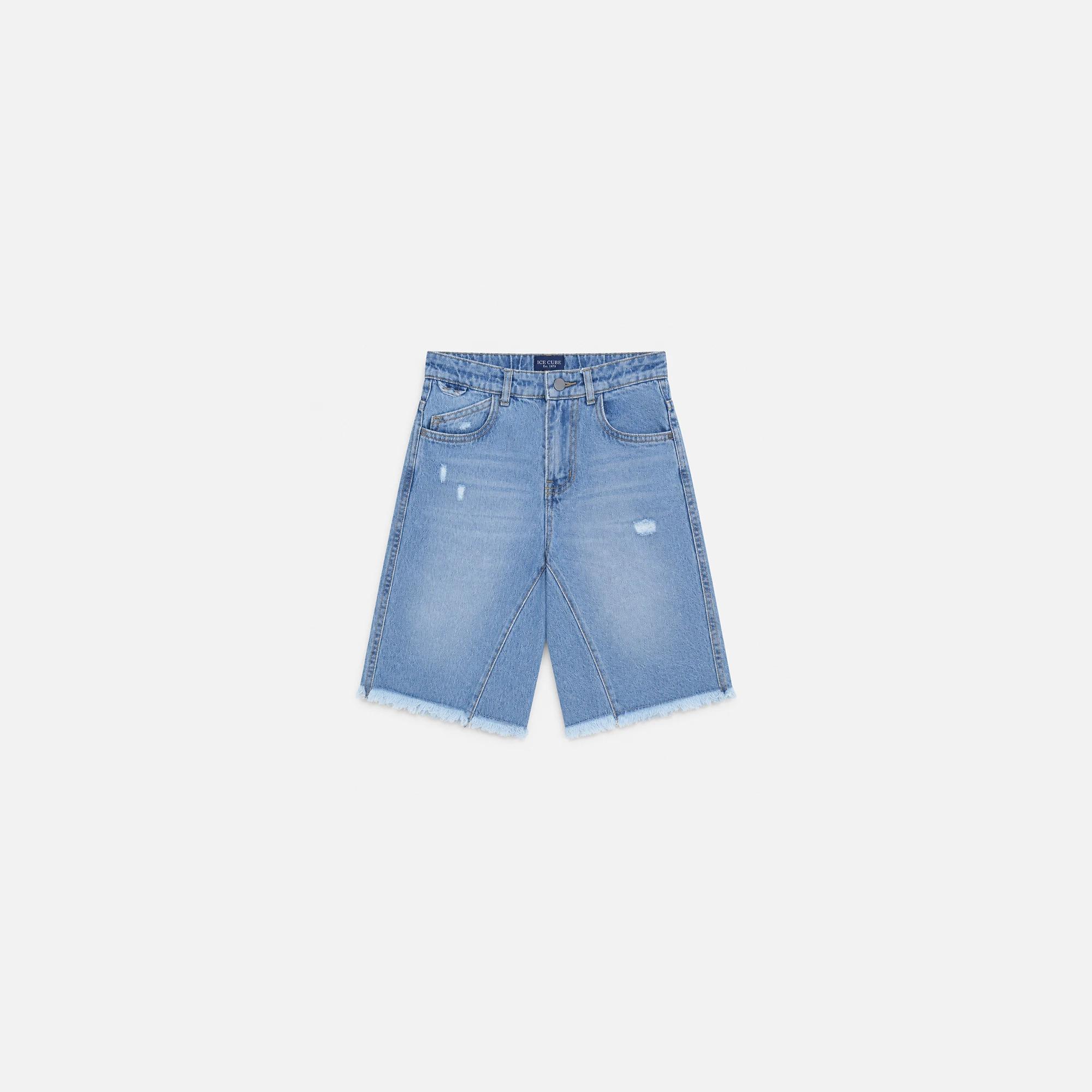 Boys Light Wash Distressed Denim Bermuda Shorts media preview 2