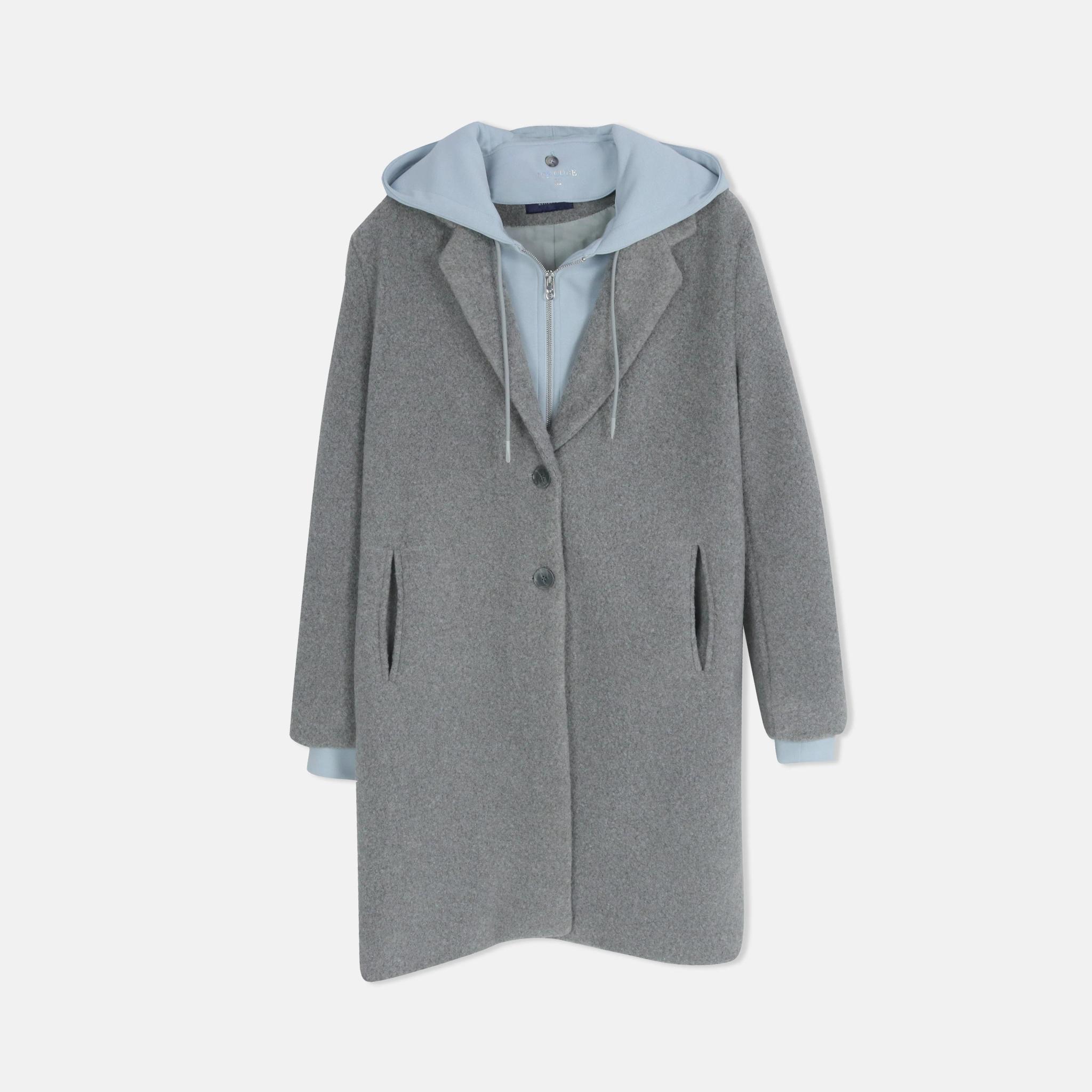 معطف نسائي من الصوف الصناعي مع هودي داخلي product image