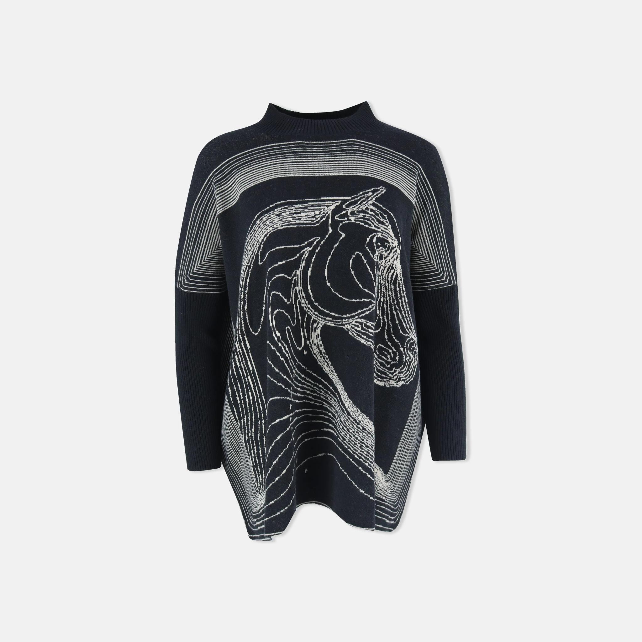 Women's oversized knitted horse pattern sweater product image