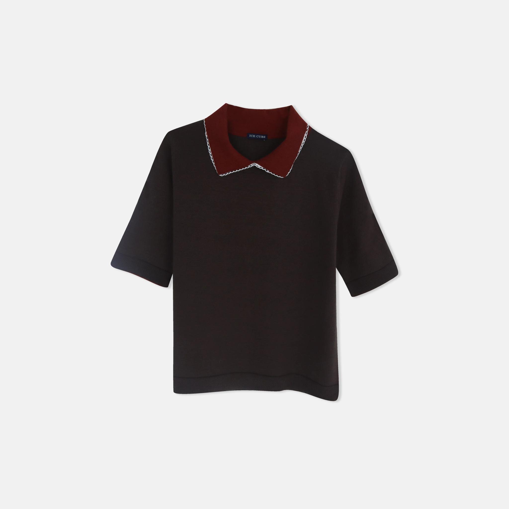 كنزة بولو نسائية محبوكة بياقة متباينة product image